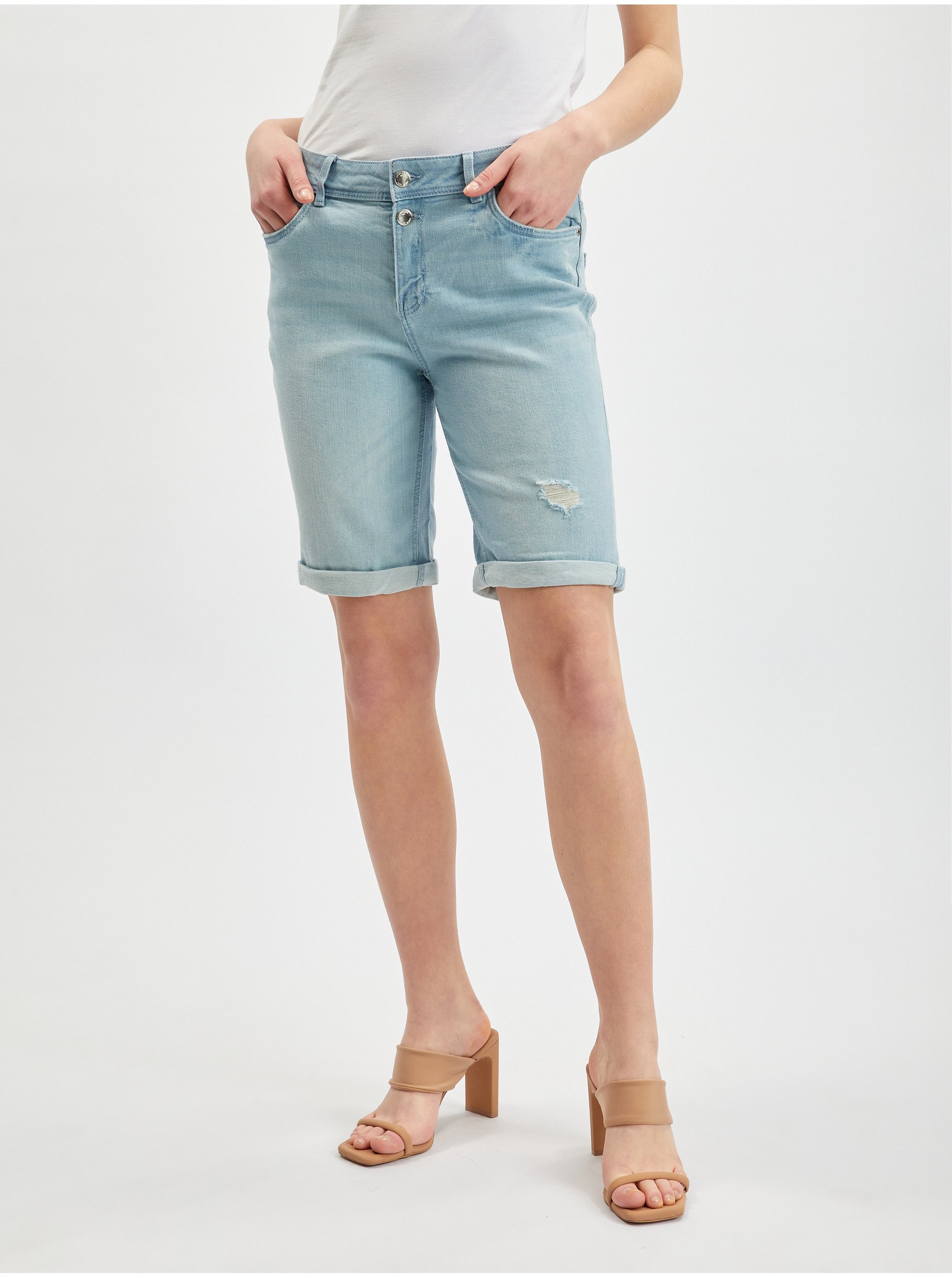E-shop Světle modré dámské džínové kraťasy ORSAY