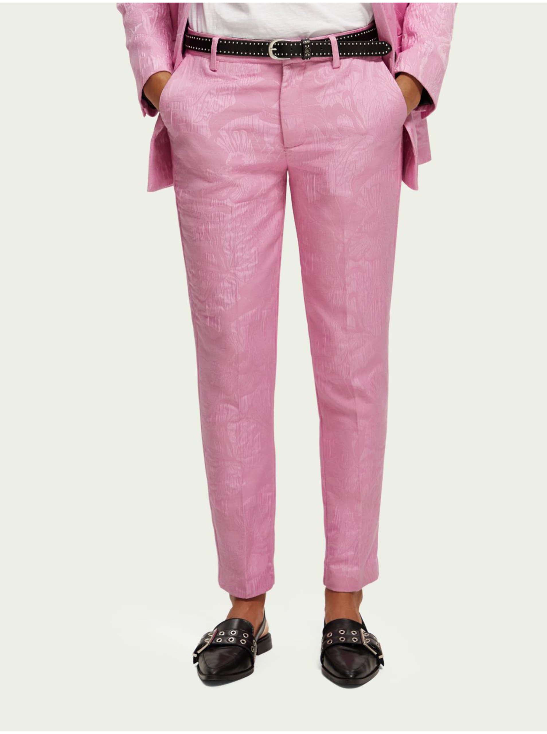 E-shop Ružové dámske kvetované chino nohavice Scotch & Soda