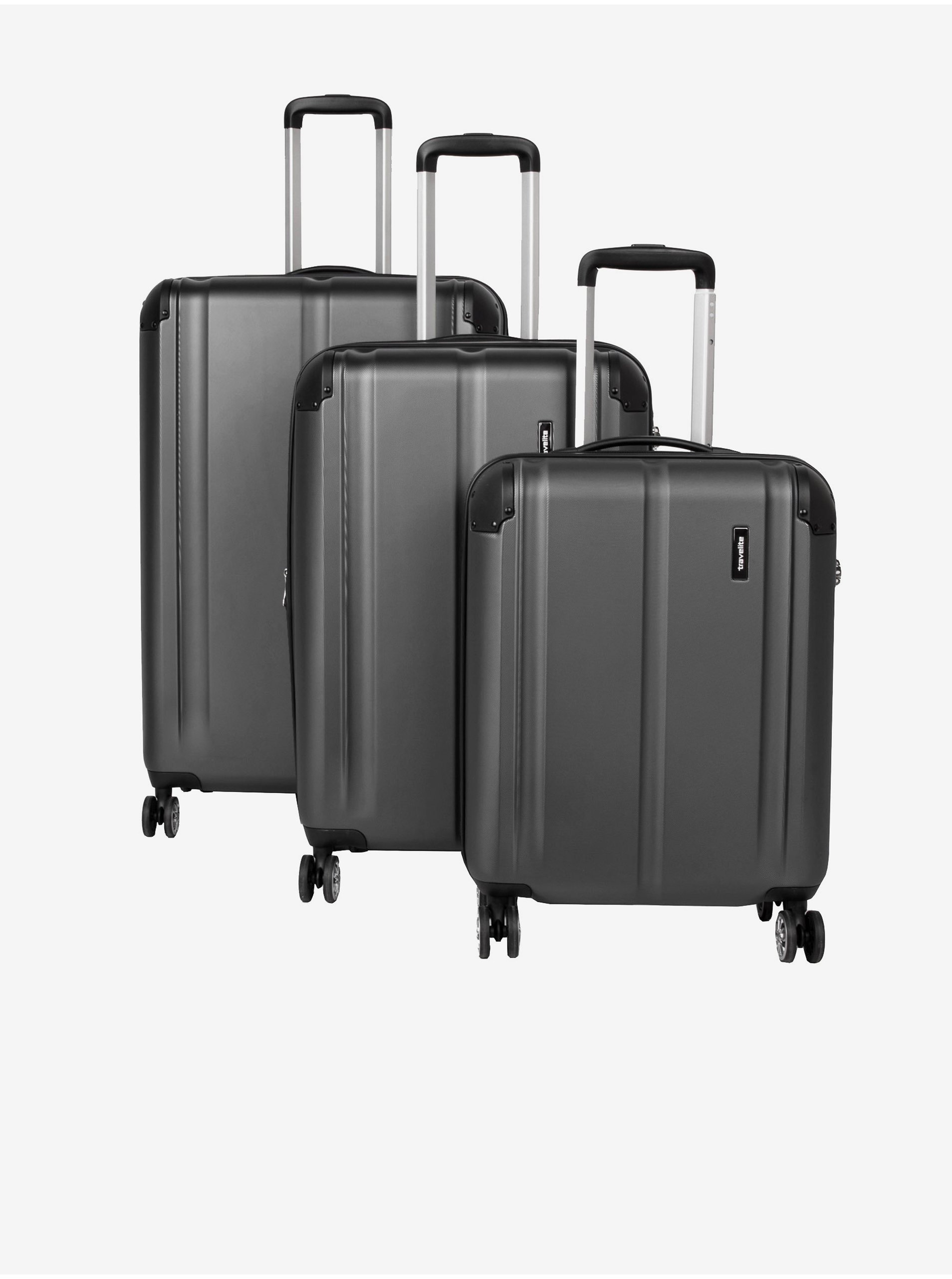 Levně Sada cestovních kufrů Travelite City 4w S,M,L Anthracite – sada 3 kufrů