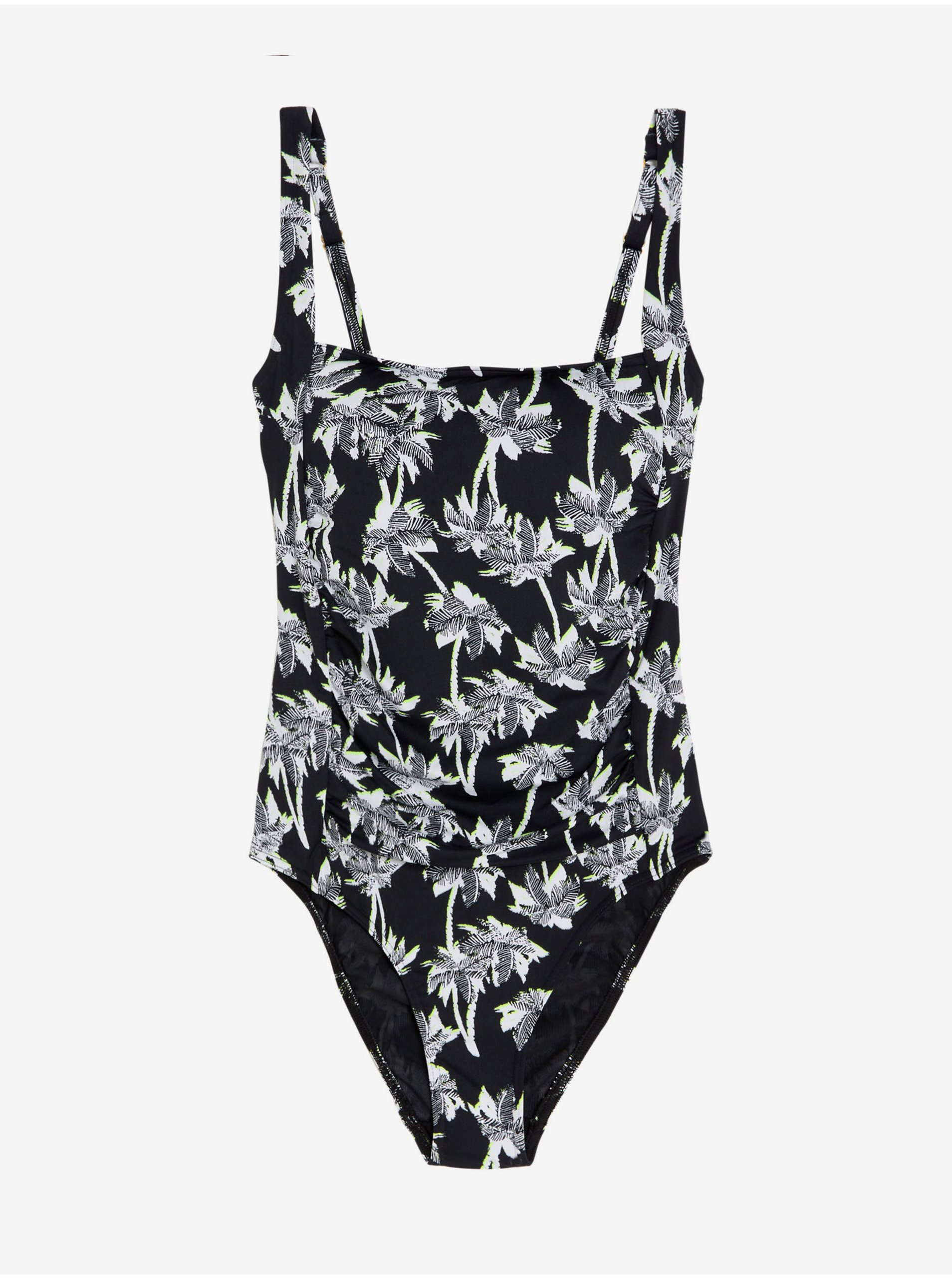 Levně Bílo-černé dámské vzorované jednodílné plavky Marks & Spencer