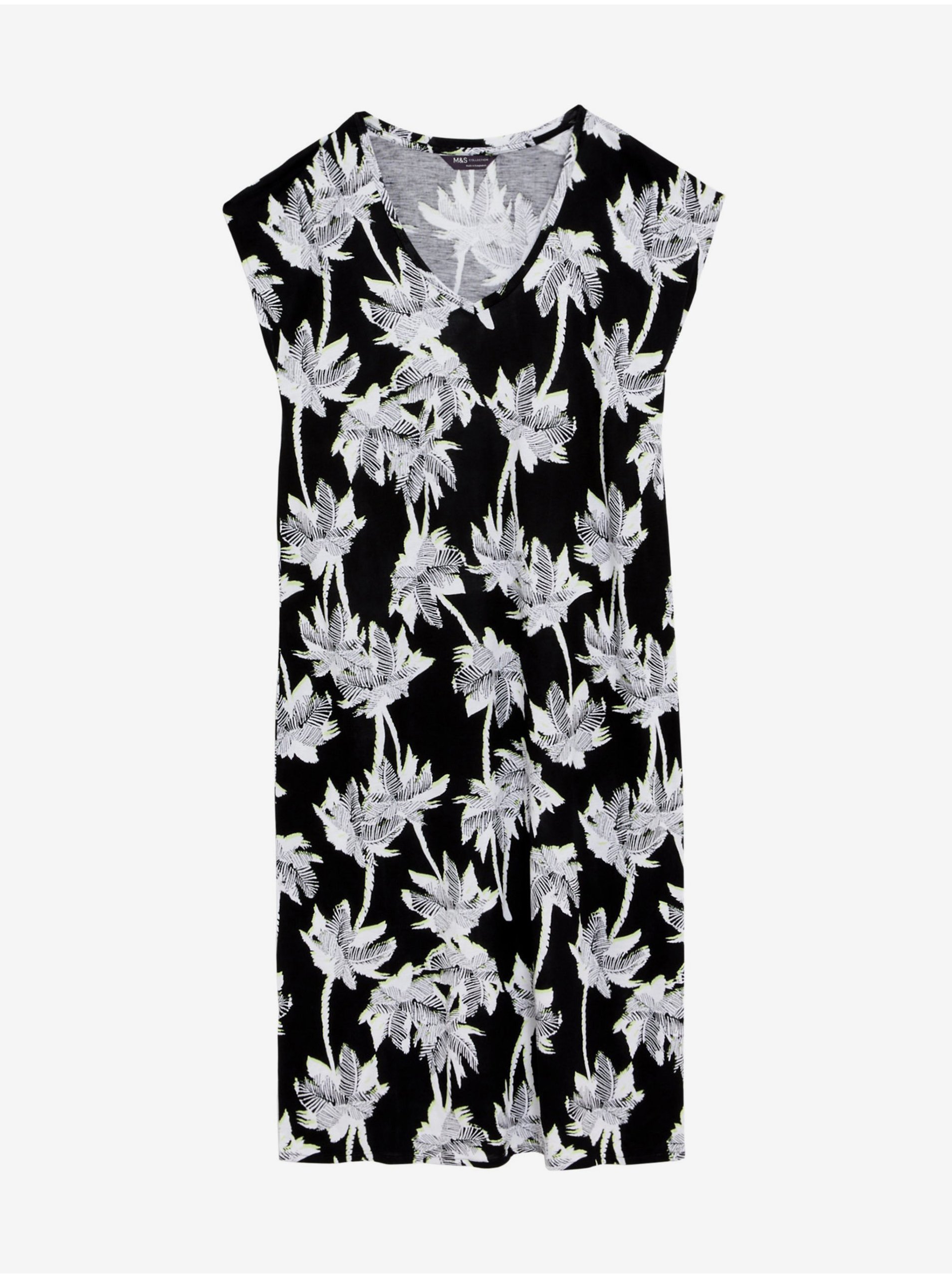 E-shop Bílo-černé dámské tričkové vzorované midi šaty Marks & Spencer