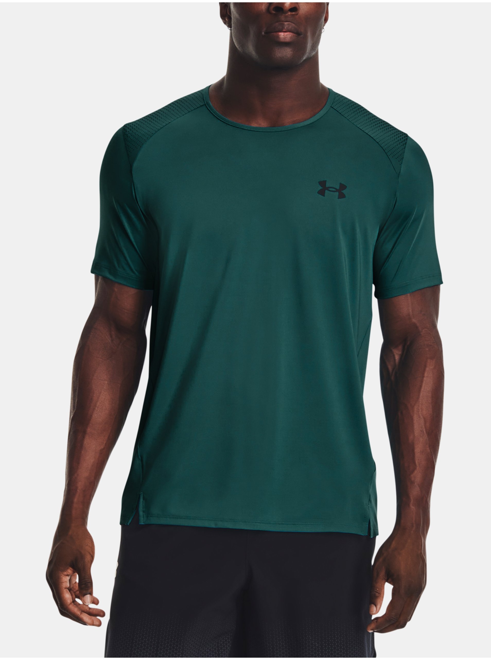 Levně Tmavě zelené pánské sportovní tričko Under Armour UA Armourprint SS
