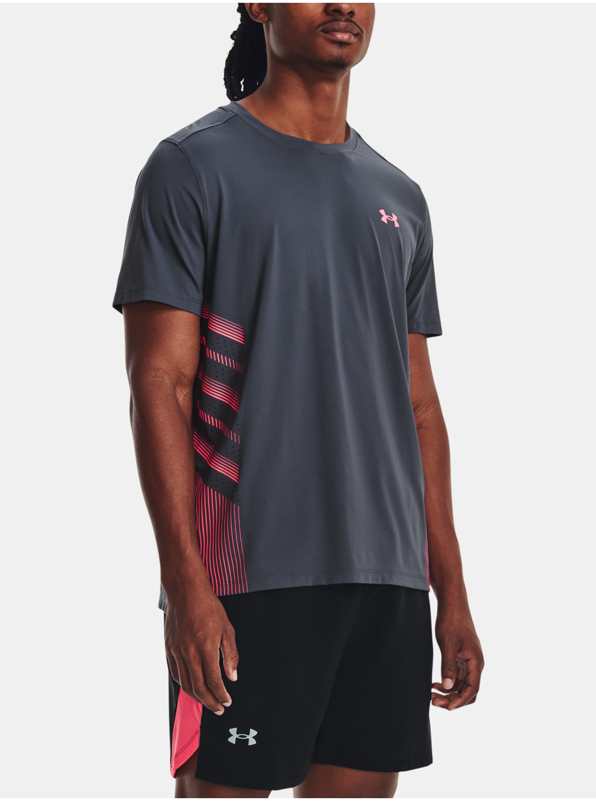 E-shop Růžovo-šedé pánské sportovní tričko Under Armour UA ISO-CHILL LASER HEAT SS