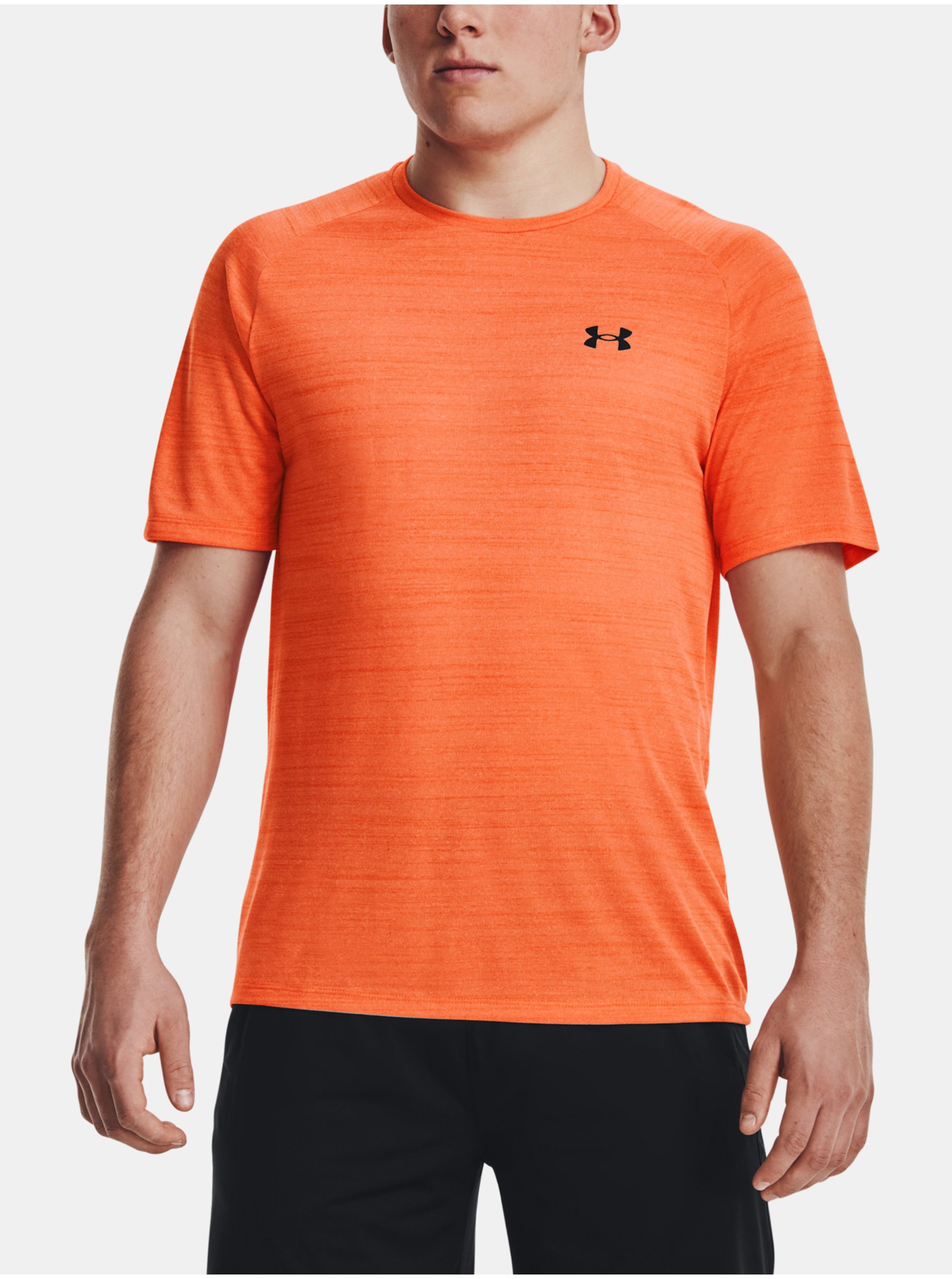 Levně Oranžové pánské žíhané sportovní tričko Under Armour UA Tiger Tech 2.0