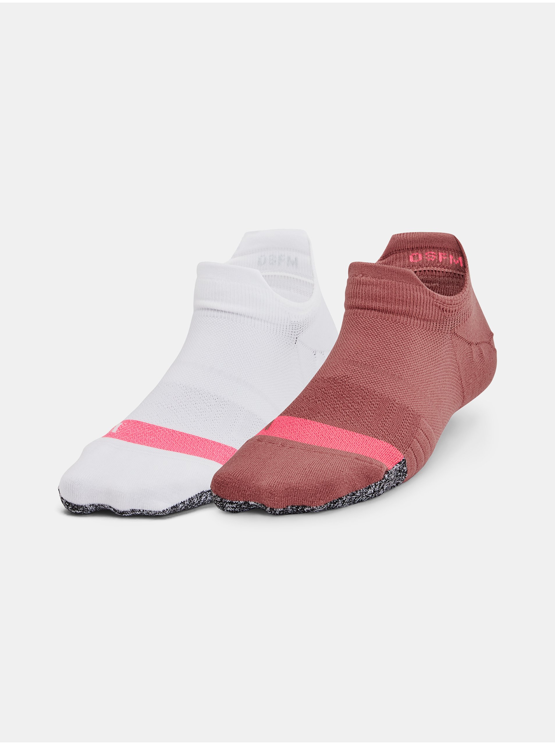 Levně Sada dvou párů dámských sportovních ponožek v bílé a růžové barvě Under Armour UA Breathe 2