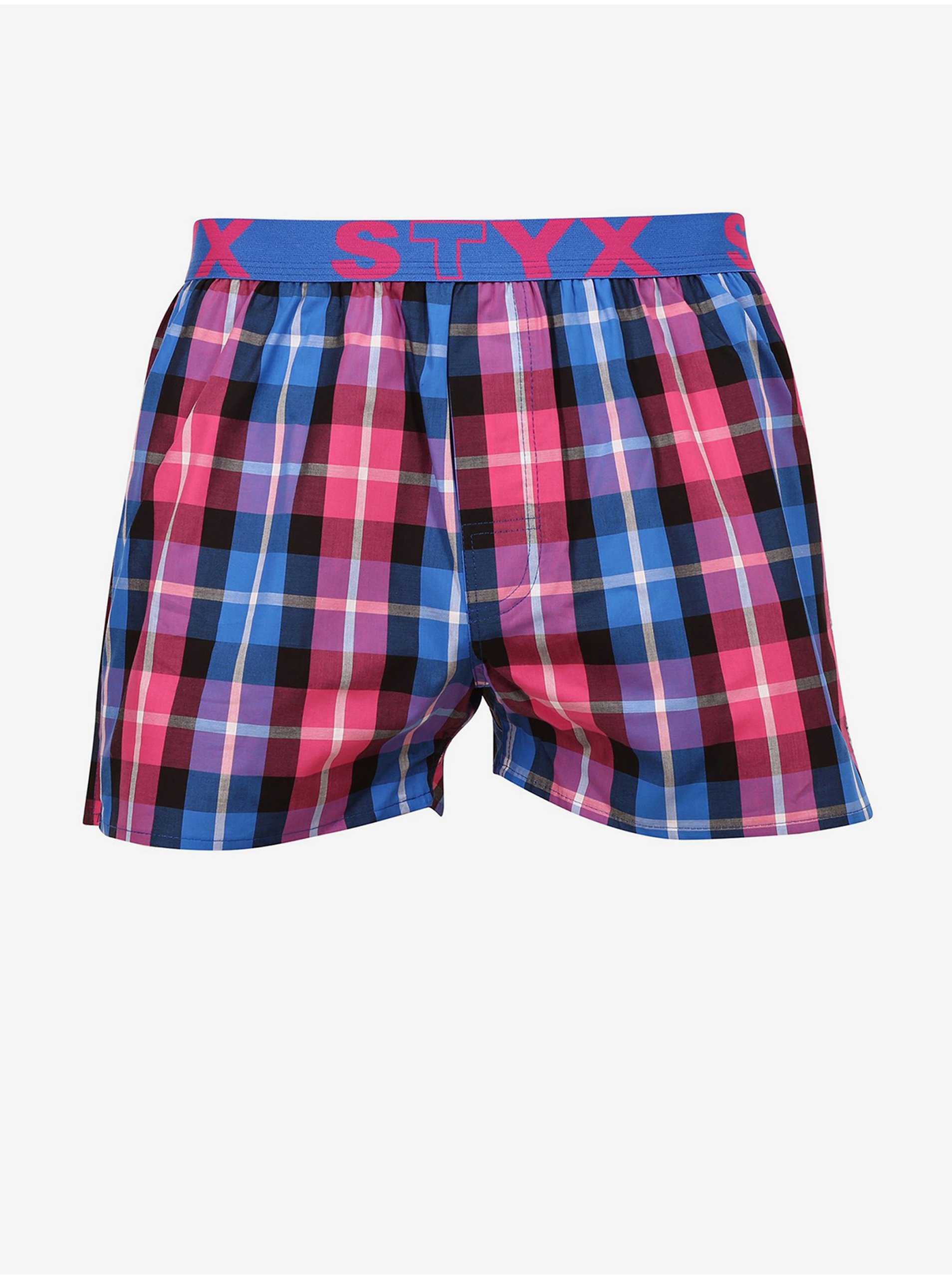Modro-růžové pánské kostkované trenýrky Styx