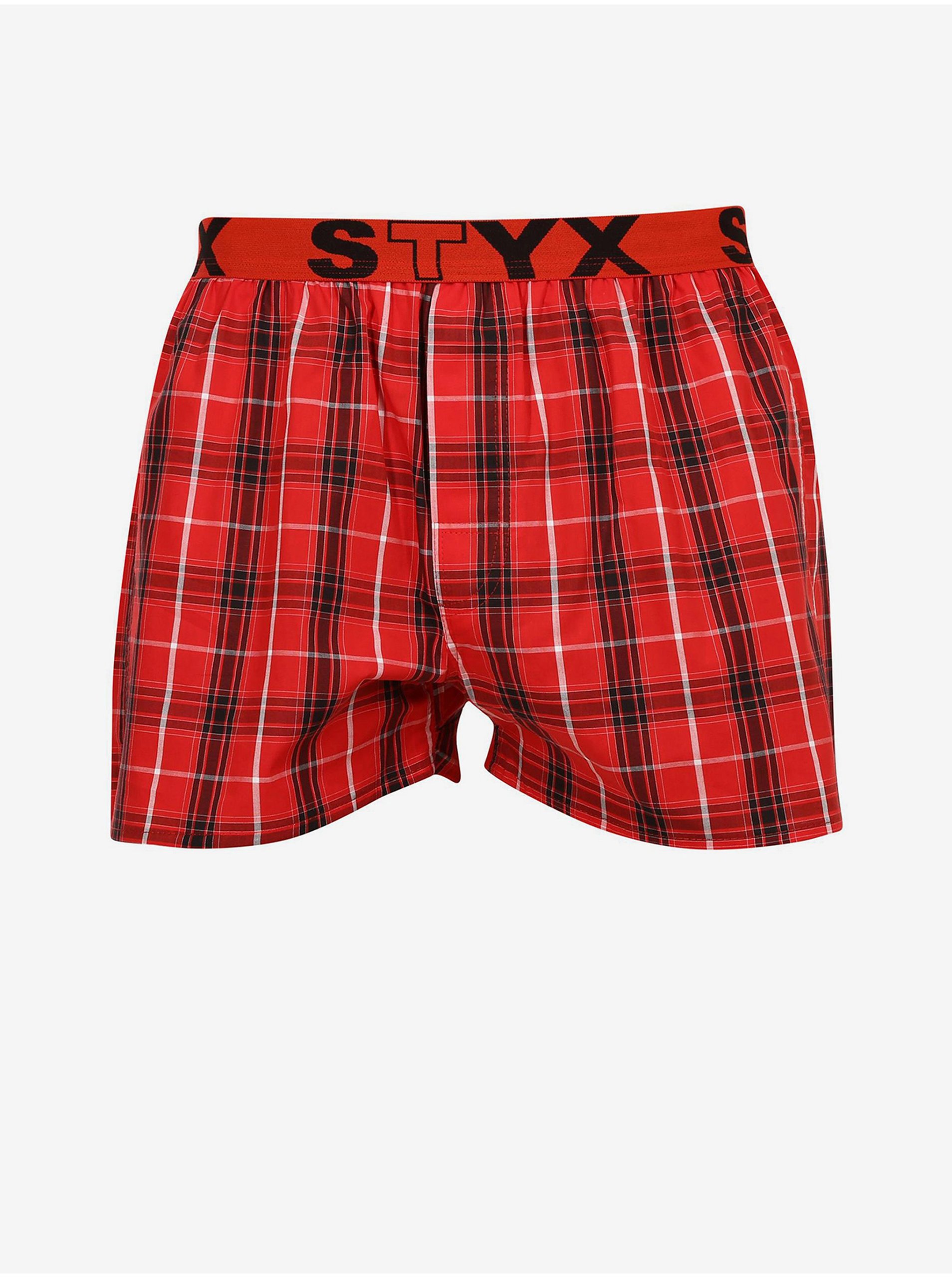 Červené pánské kostkované trenýrky Styx