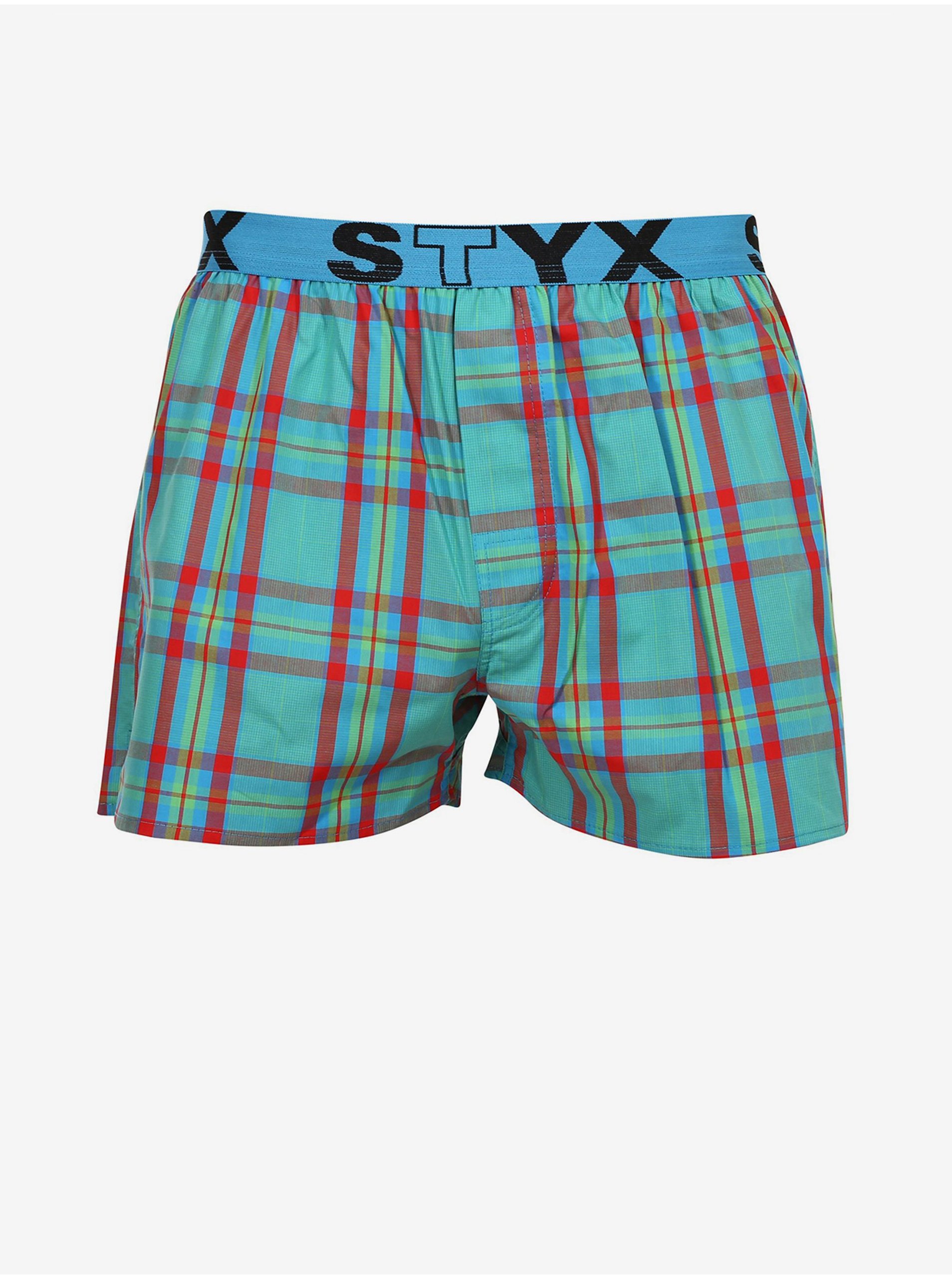 Tyrkysové pánské kostkované trenýrky Styx