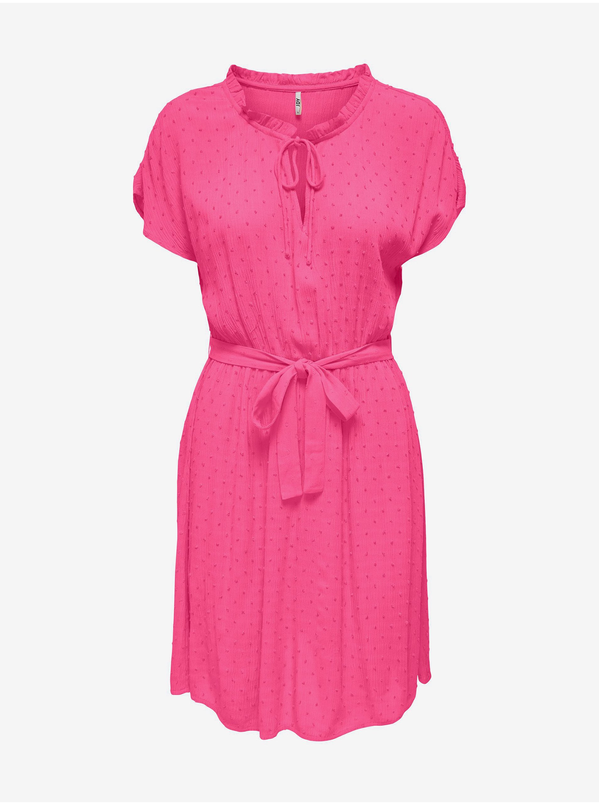 Levně Tmavě růžové dámské puntíkované šaty JDY Lima