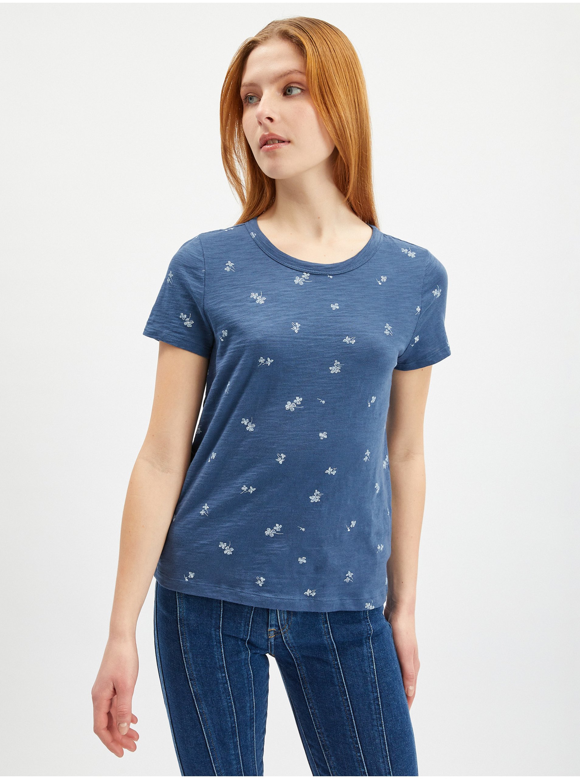 Levně Modré dámské vzorované tričko GAP
