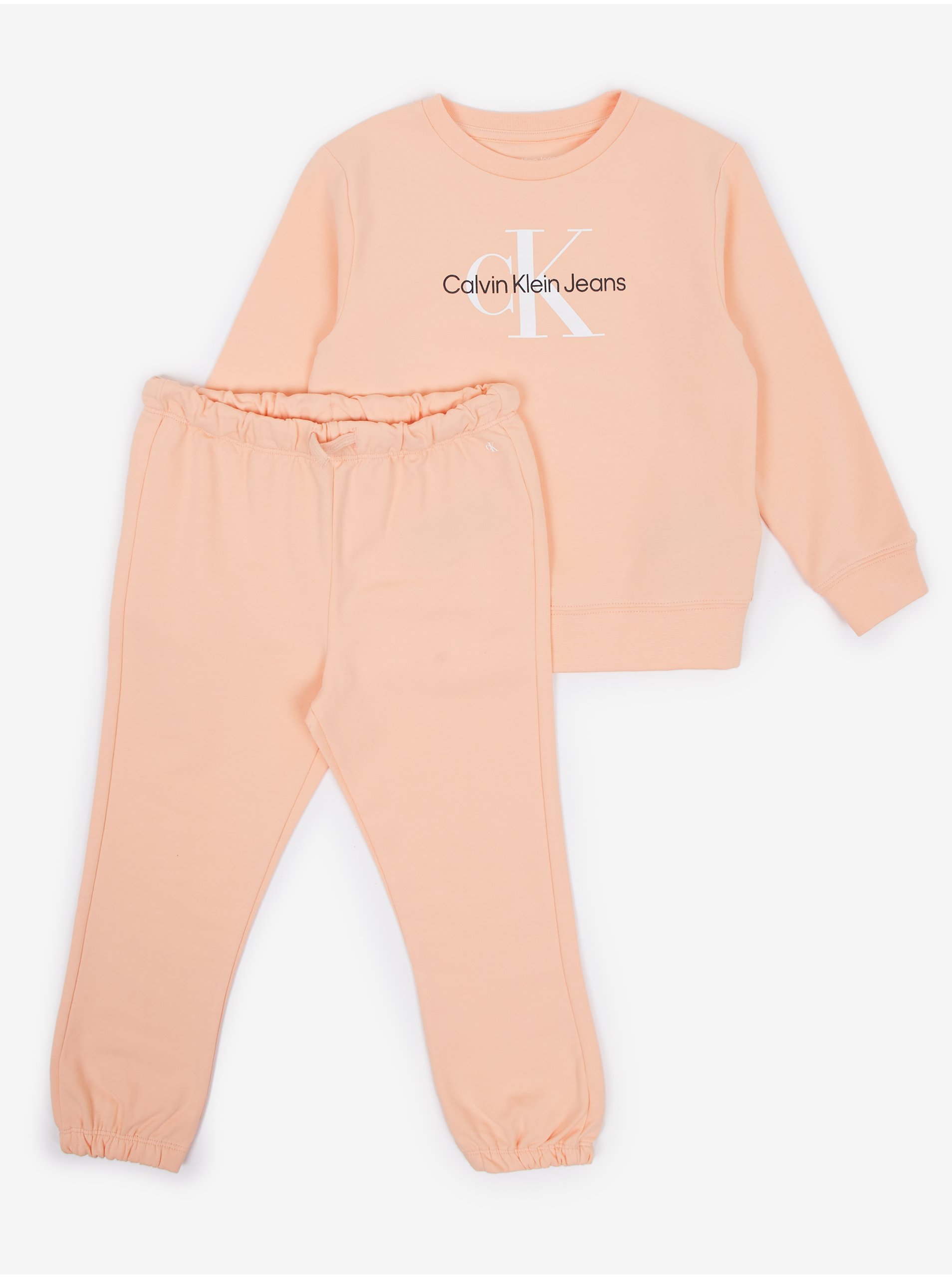Lacno Marhuľová detská tepláková súprava Calvin Klein Jeans