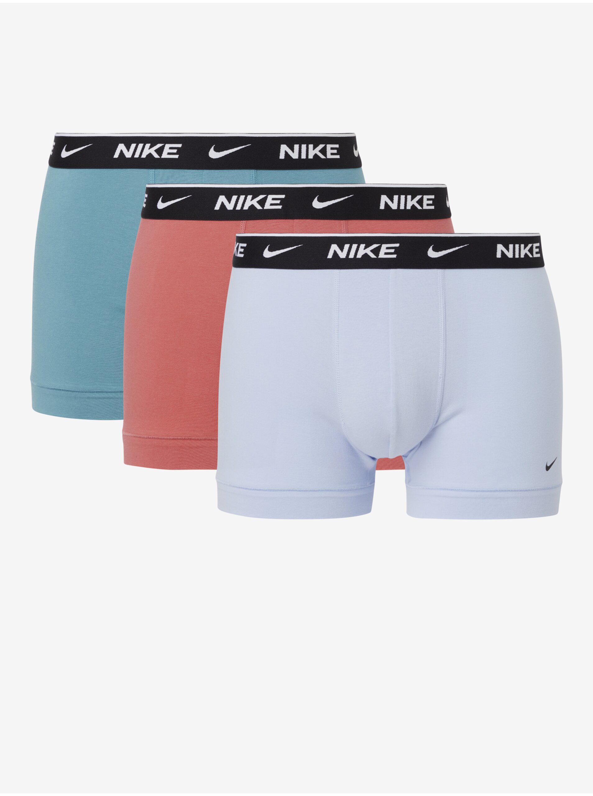 Lacno Súprava troch pánskych boxeriek v bielej, svetlo modrej a ružovej farbe Nike