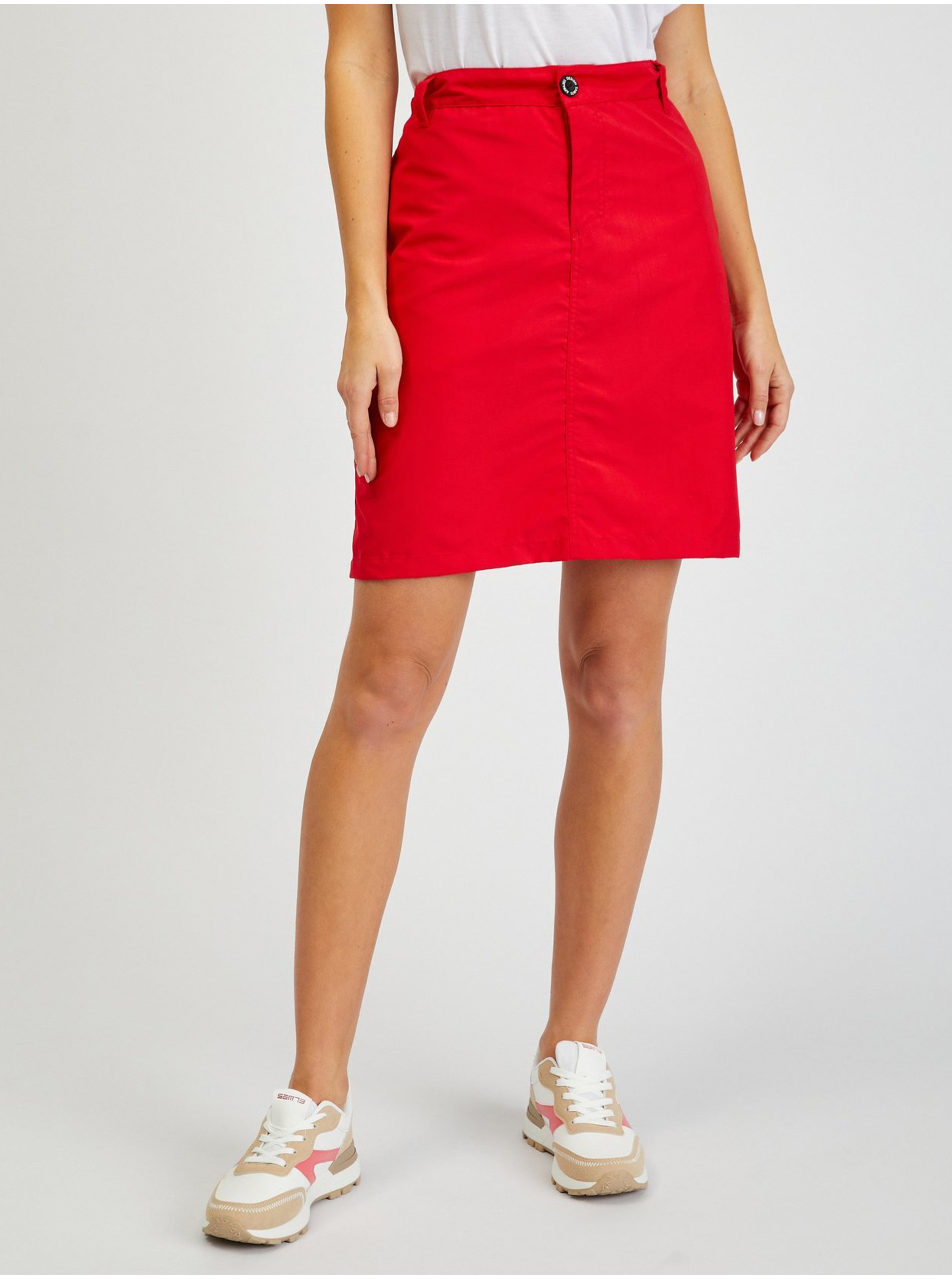 Lacno Červená dámska sukňa SAM 73 Reticulum