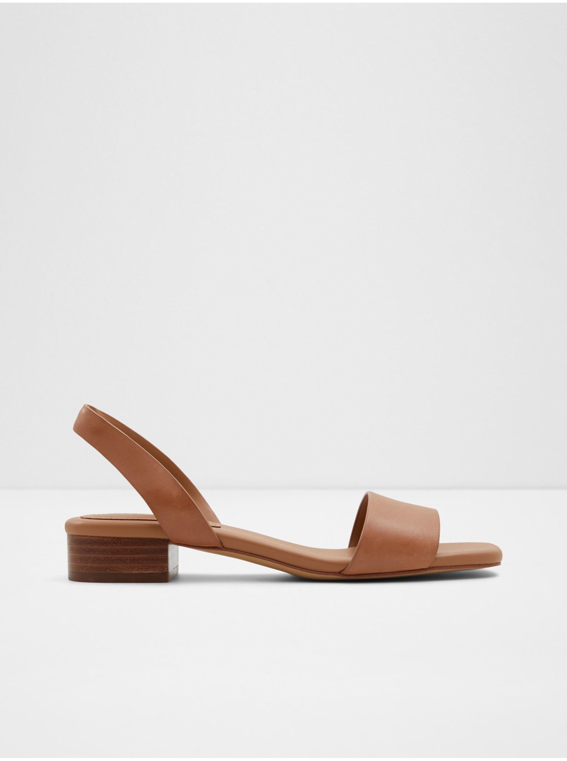 Levně Hnědé dámské kožené sandály na nízkém podpatku ALDO Dorenna