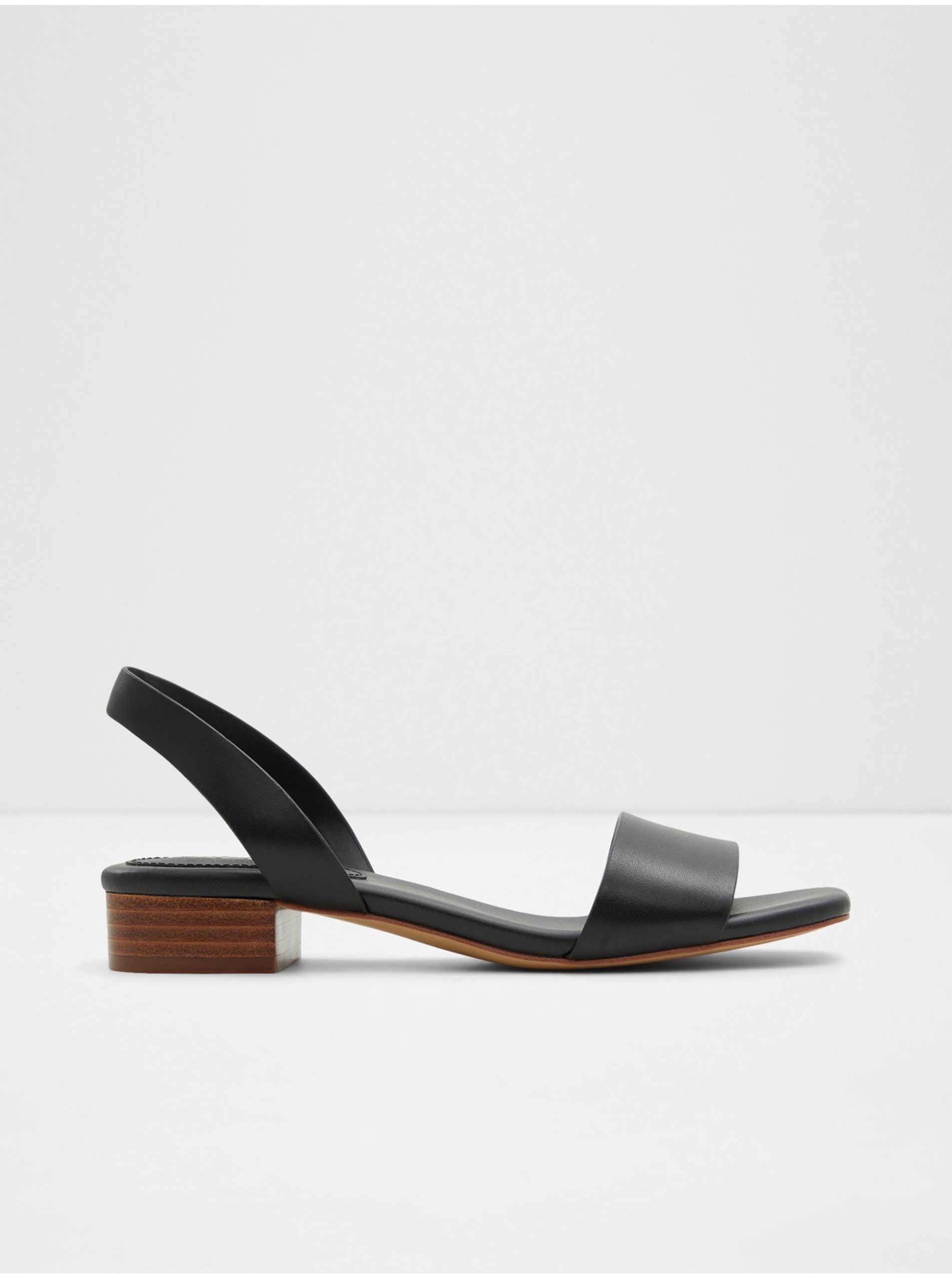 Levně Černé dámské kožené sandály na nízkém podpatku ALDO Dorenna