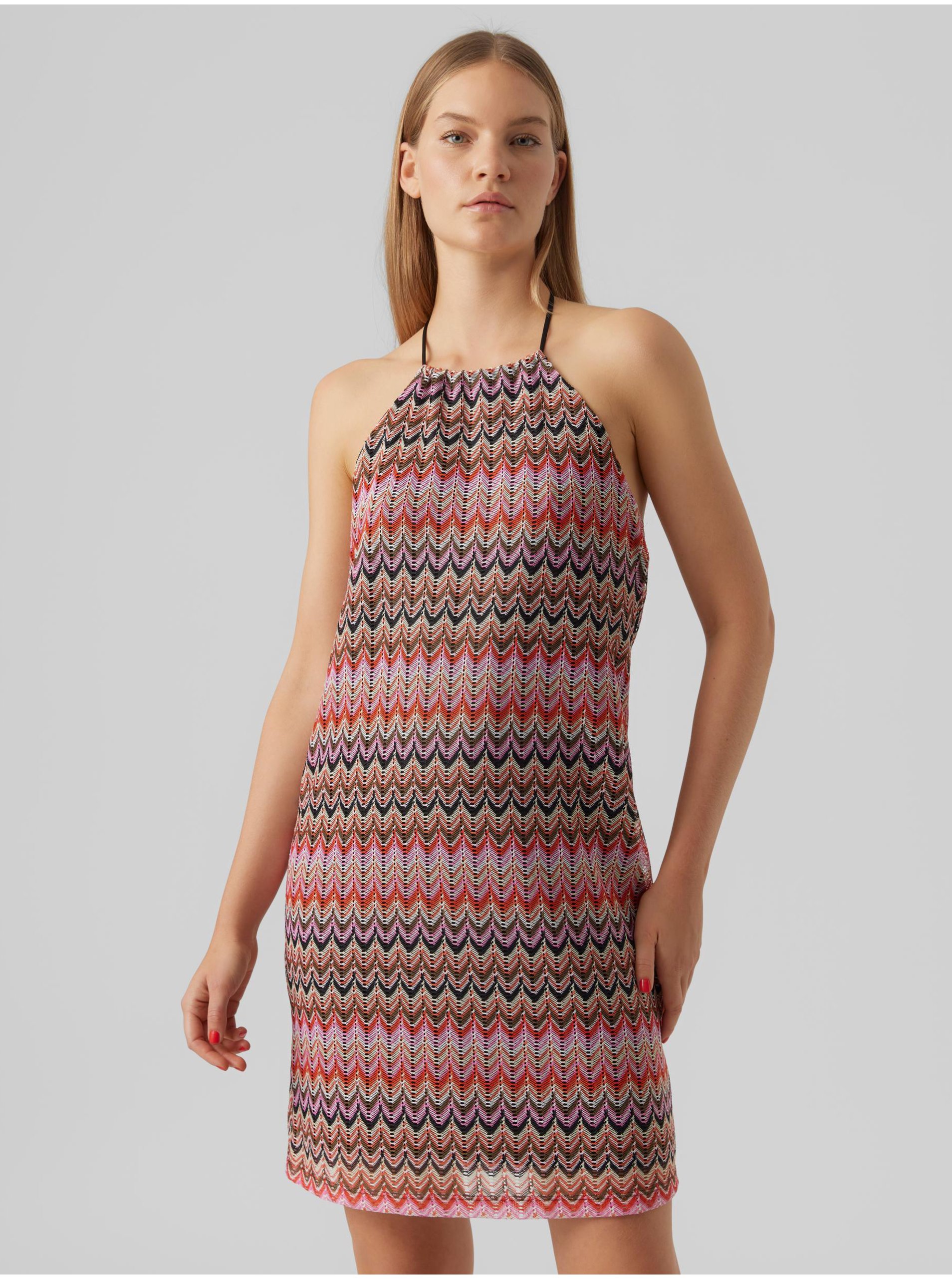 E-shop Hnědé dámské vzorované šaty VERO MODA Dicte