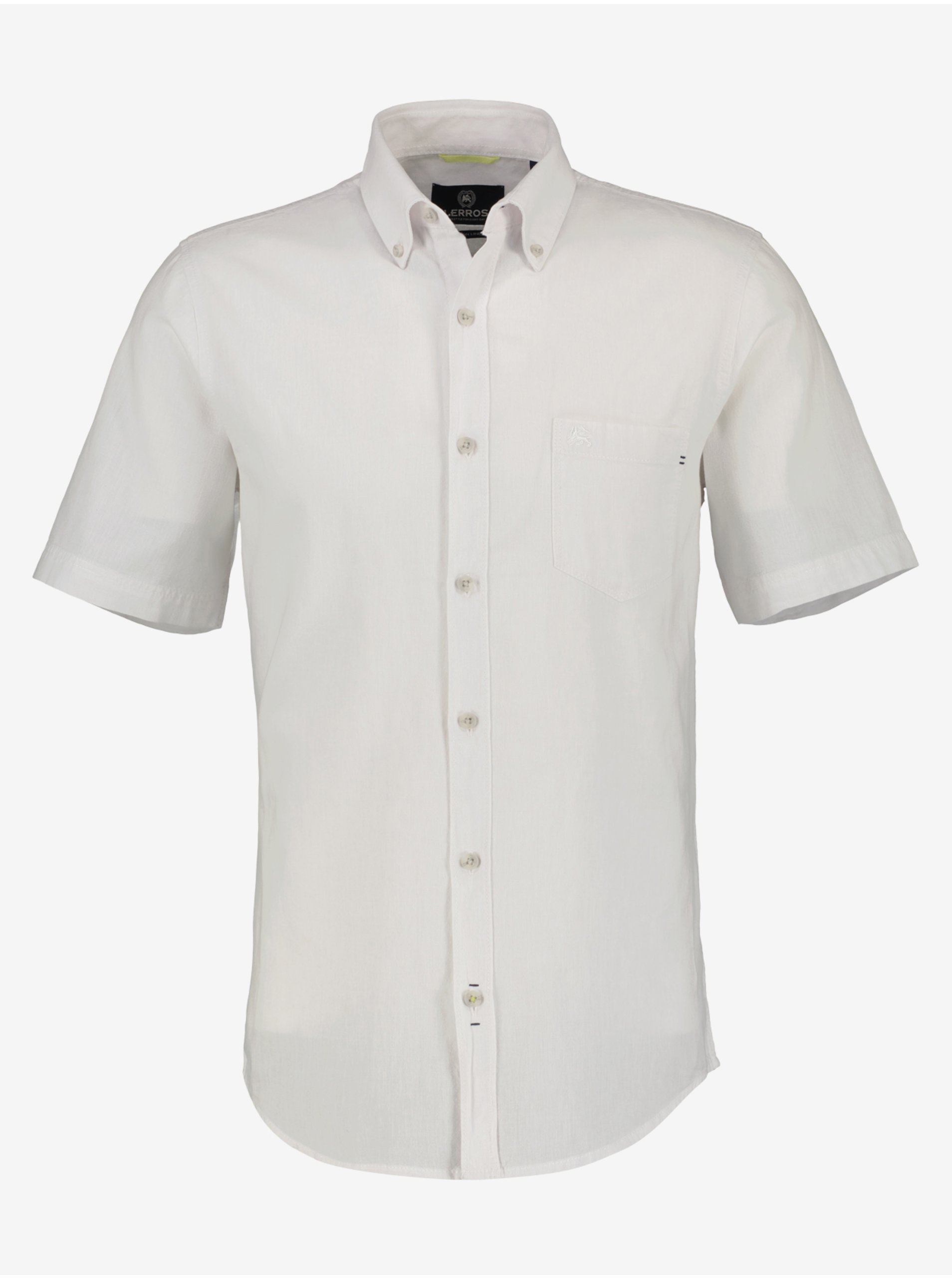 Levně Bílá pánská lněná košile LERROS