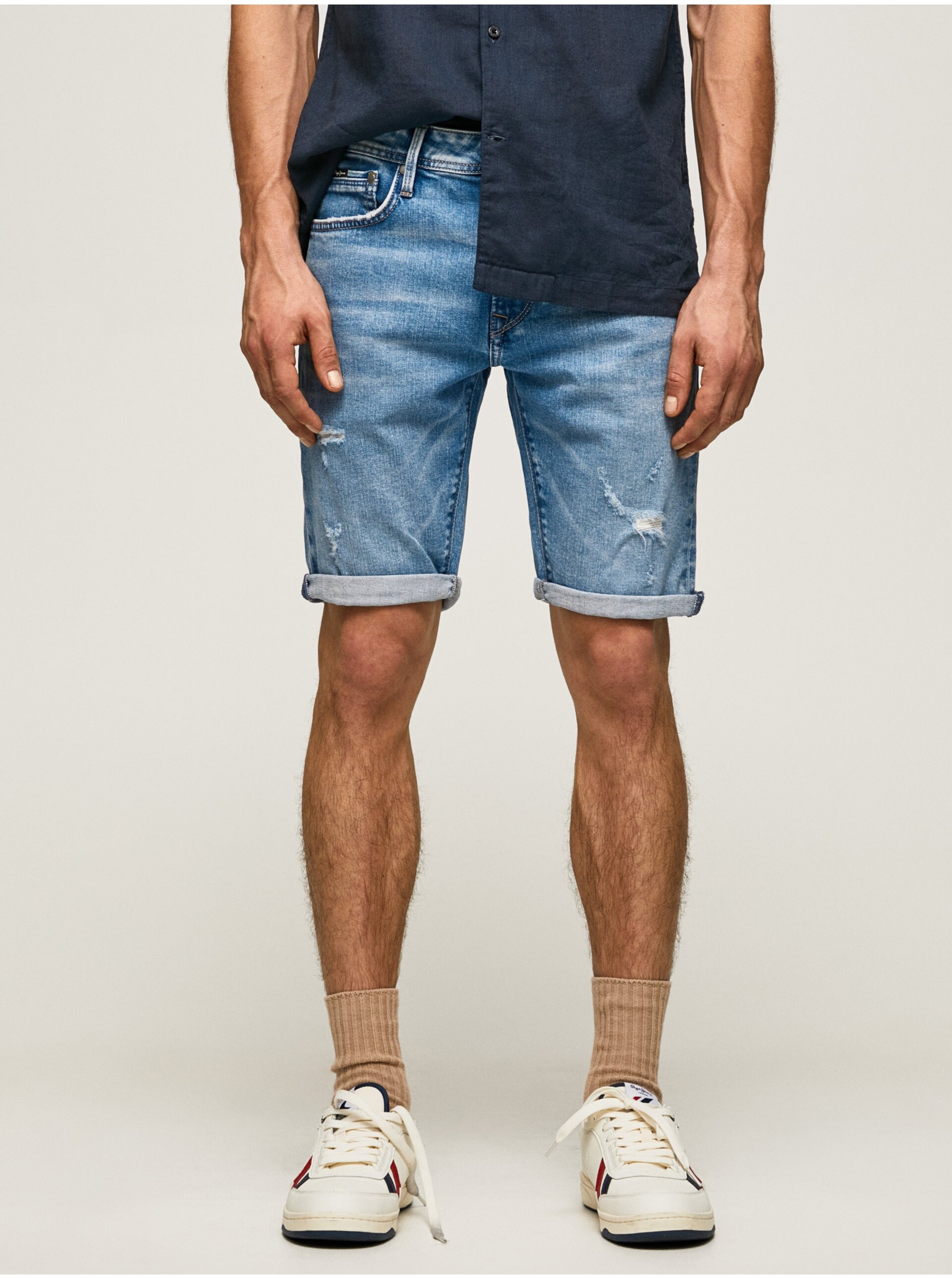 E-shop Modré pánské džínové kraťasy Pepe Jeans