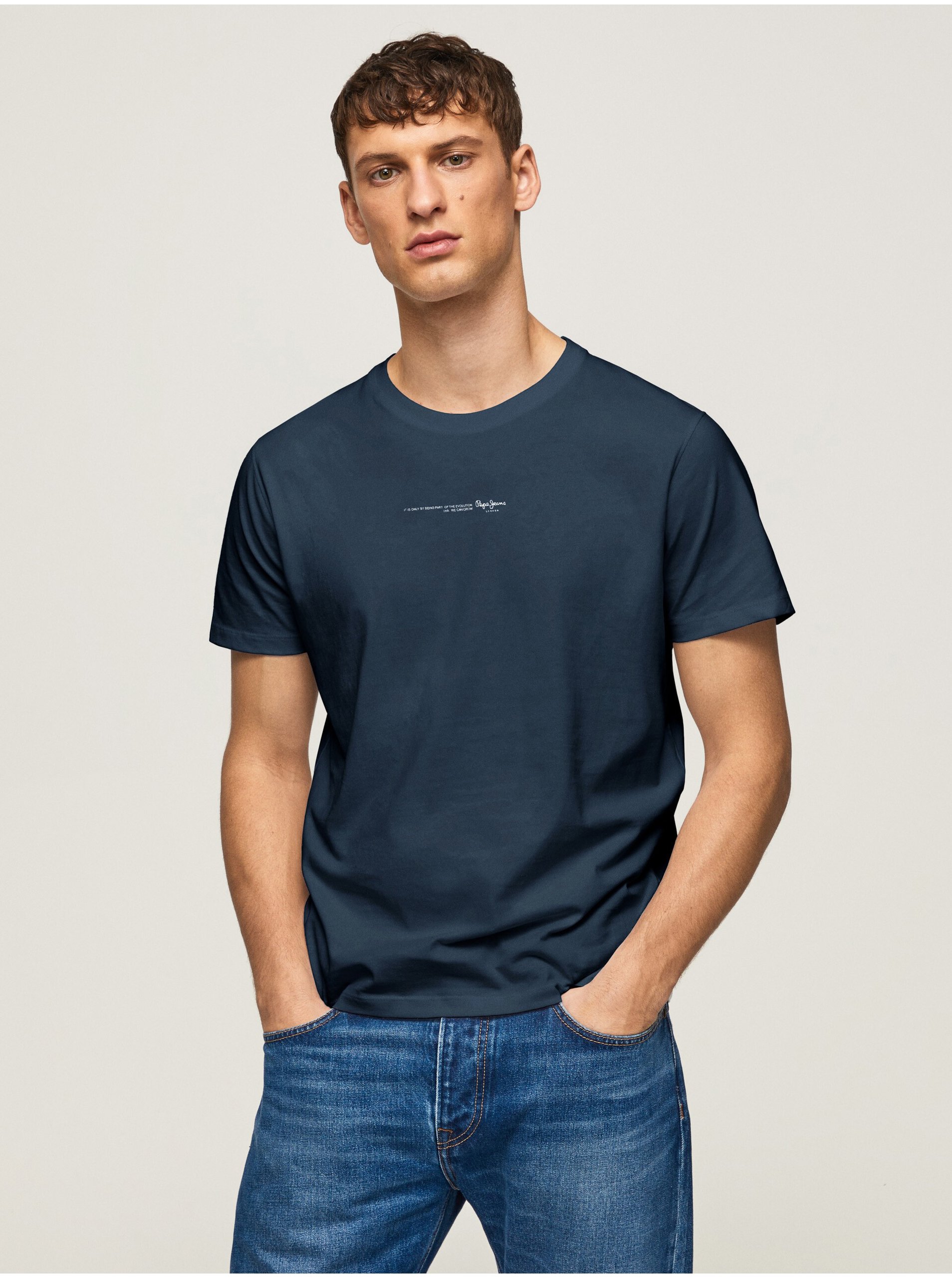 Levně Tmavě modré pánské tričko Pepe Jeans