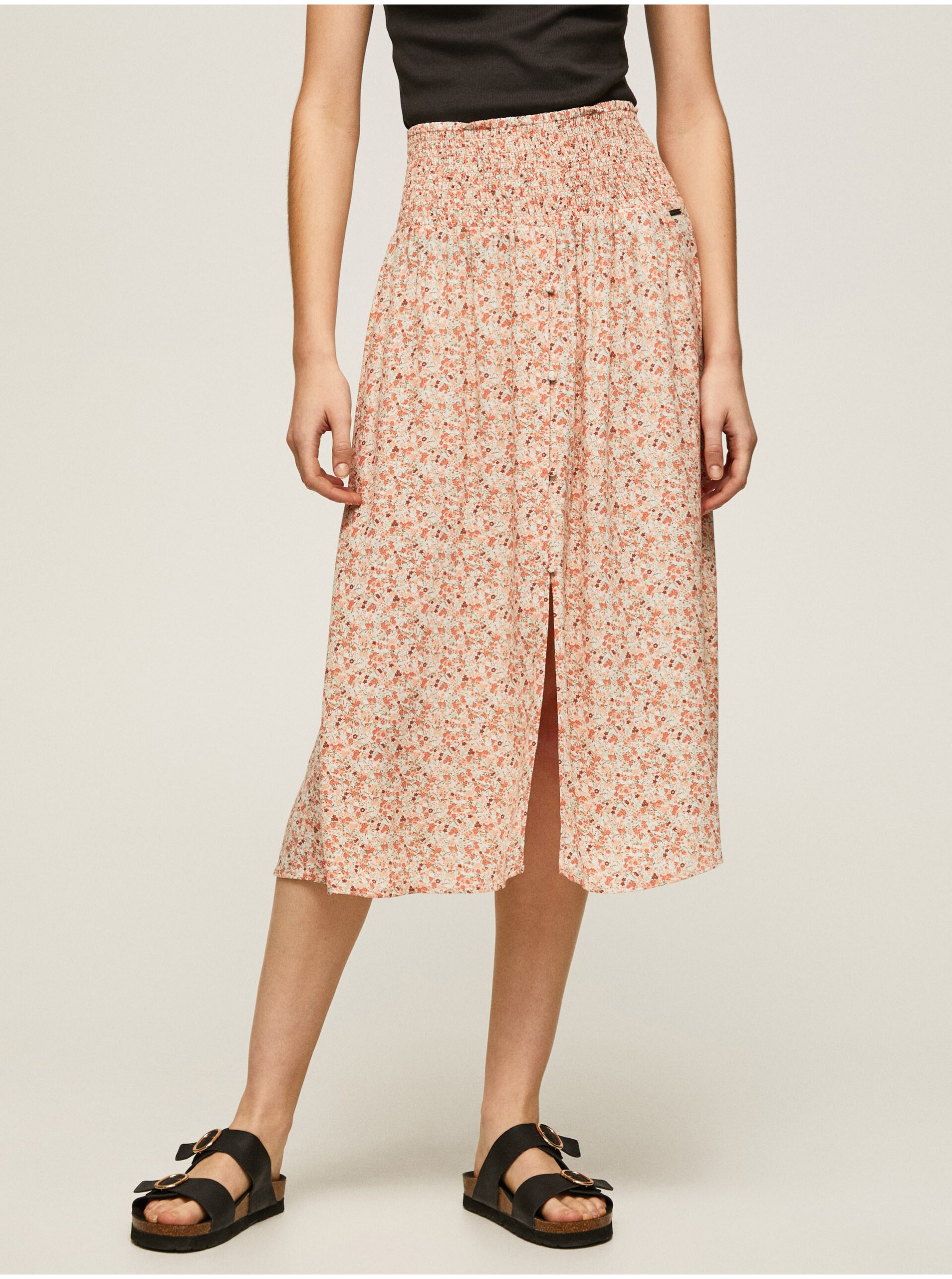 E-shop Krémová dámská květovaná sukně Pepe Jeans