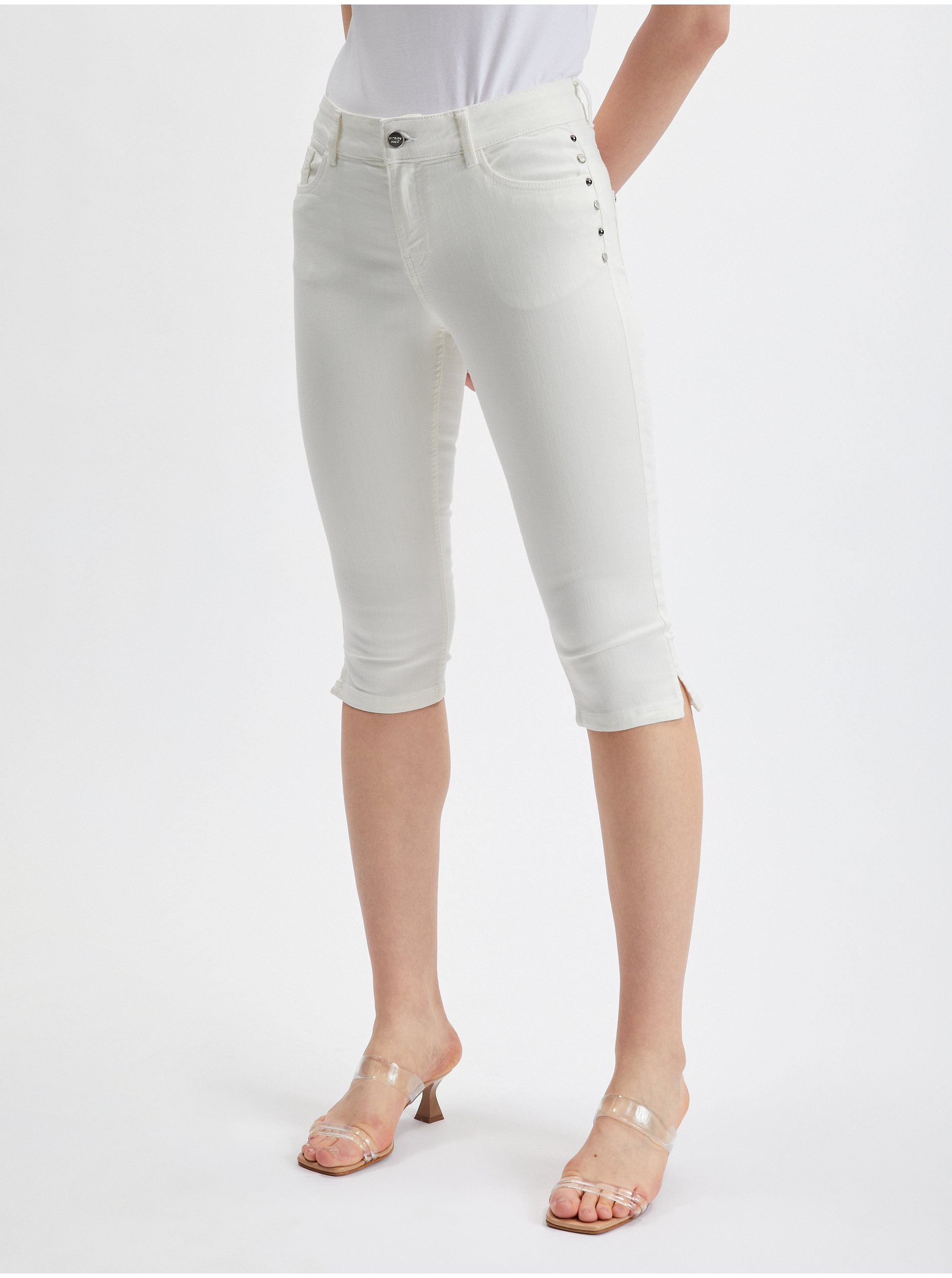 Lacno Biele dámske skrátené džínsy ORSAY