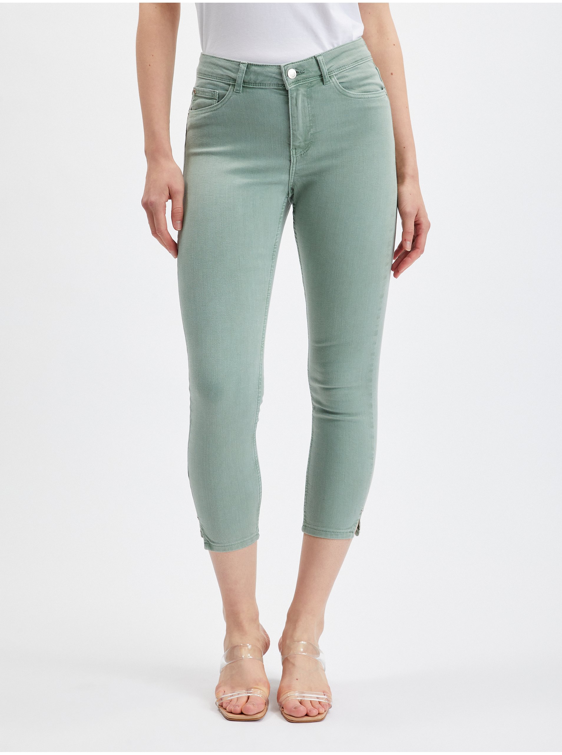 E-shop Svetlo zelené dámske skinny fit džínsy ORSAY