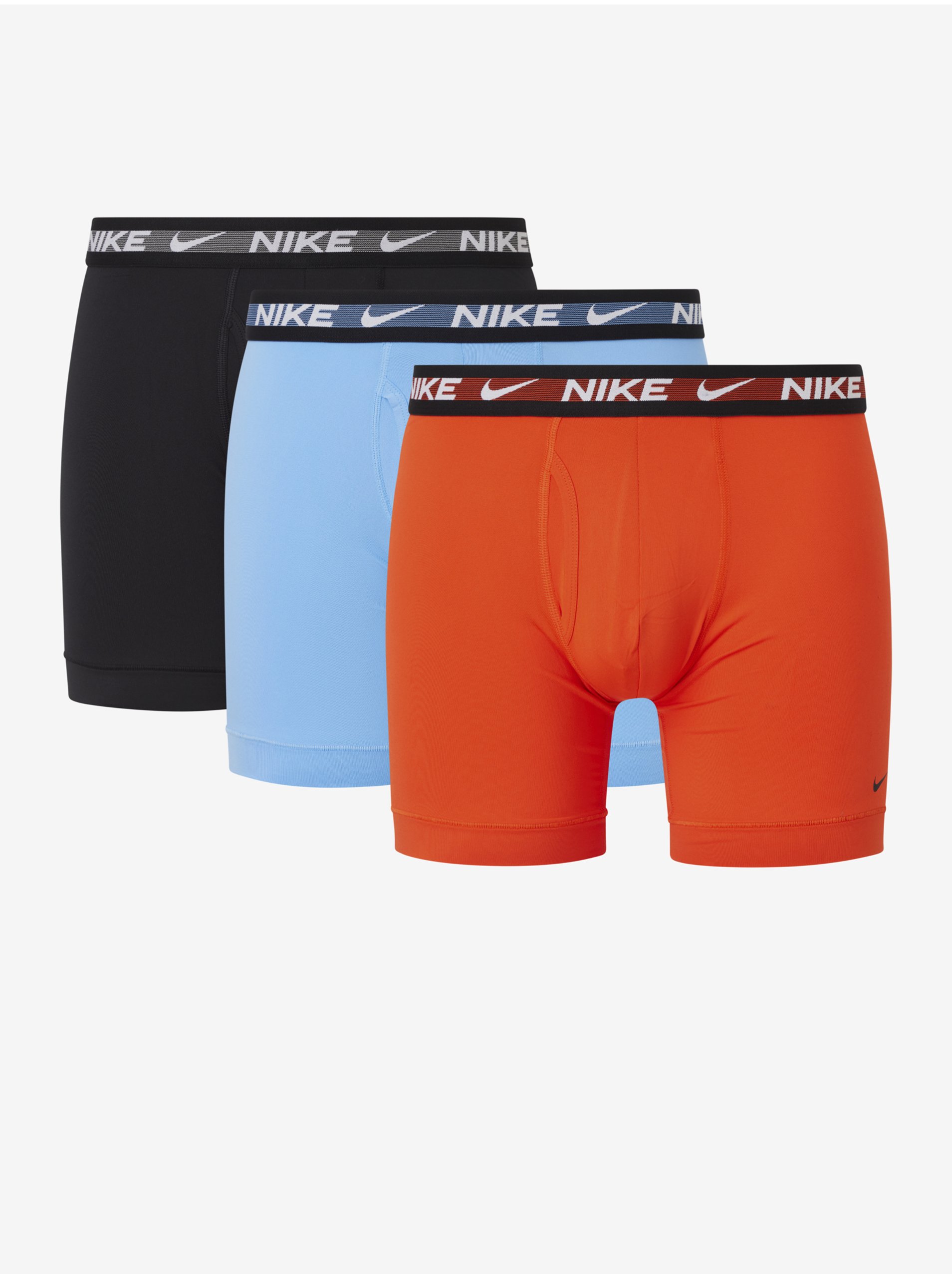 Levně Sada tří pánských boxerek v černé, světle modré a oranžové barvě Nike