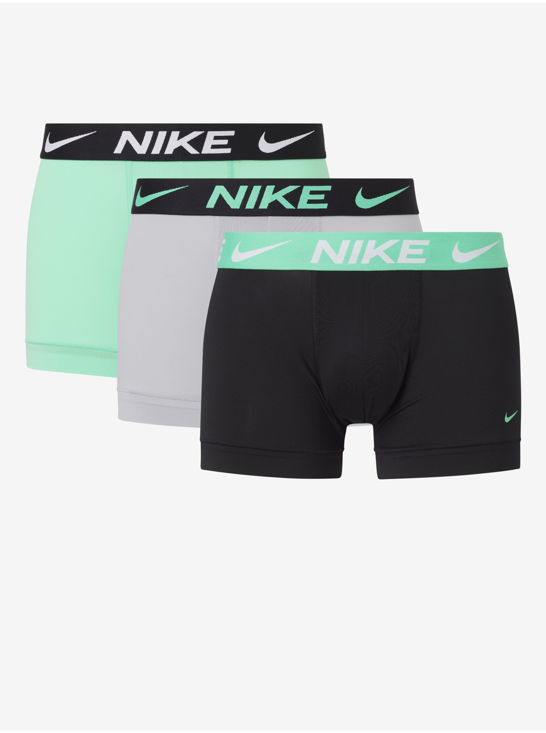 E-shop Sada tří pánských boxerek v černé, šedé a světle zelené barvě Nike