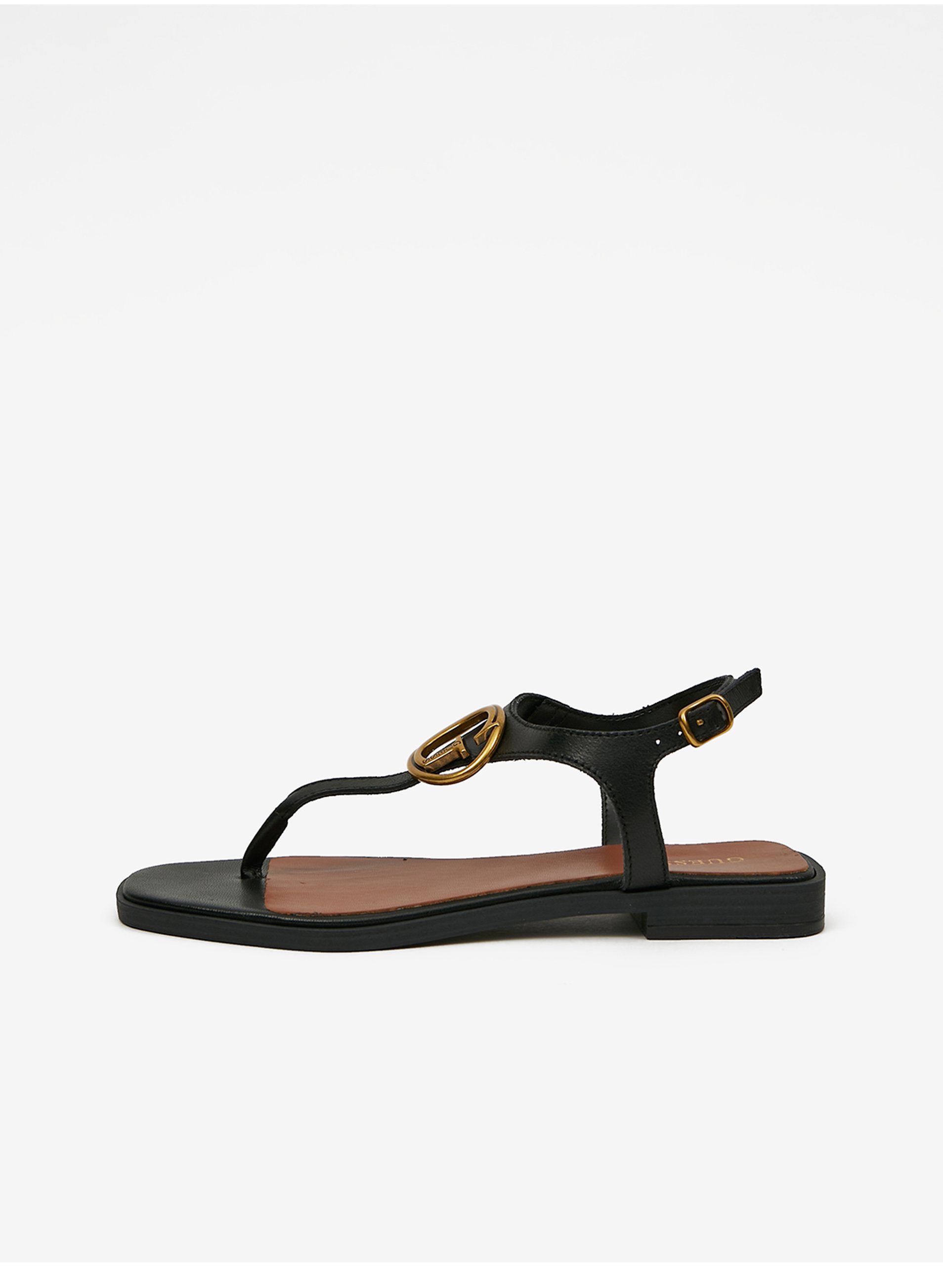 E-shop Černé dámské kožené sandály Guess Miry