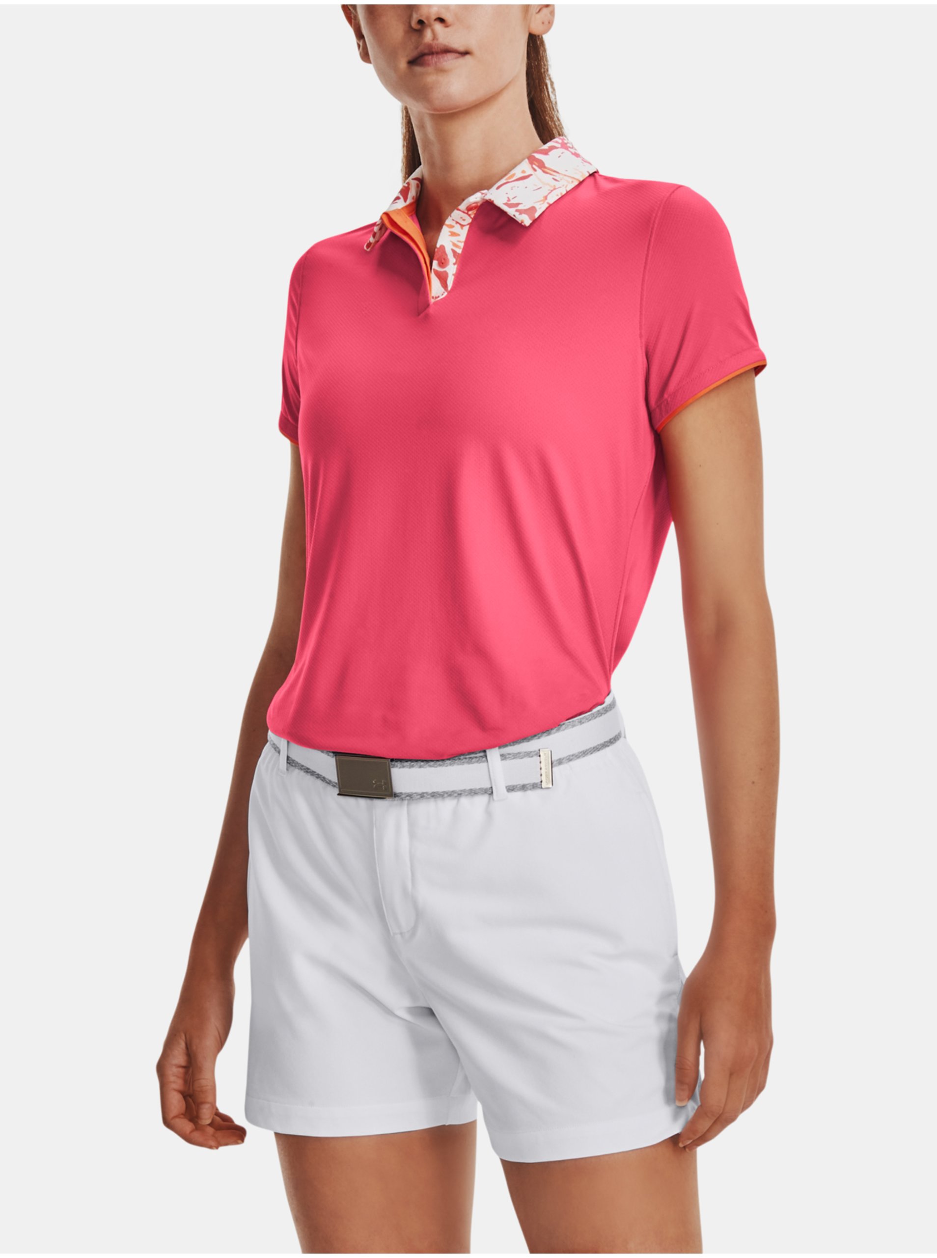 Levně Tmavě růžové dámské sportovní polo tričko Under Armour UA Iso-Chill SS Polo