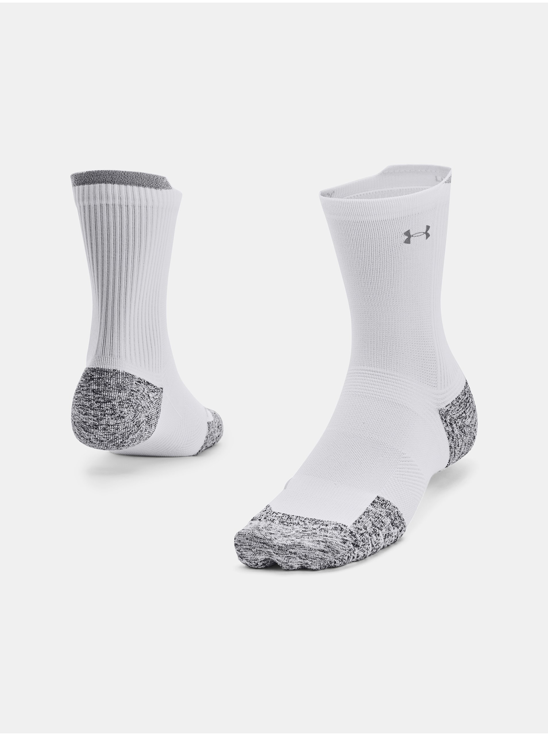 Levně Šedo-bílé pánské sportovní ponožky Under Armour UA AD Run Cushion 1pk Mid