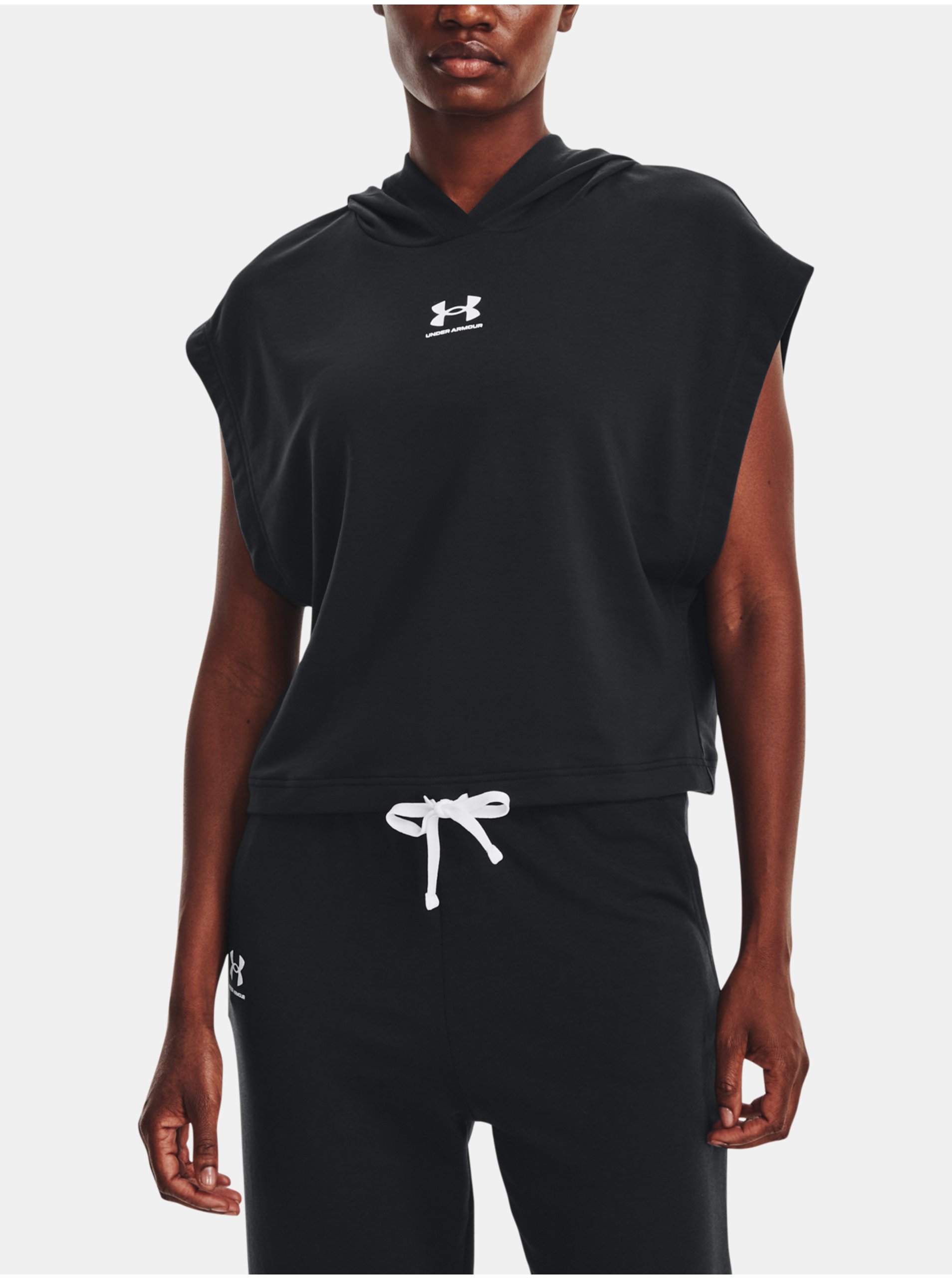 E-shop Černá dámská sportovní mikina s krátkým rukávem Under Armour UA Rival Terry SS Hoodie