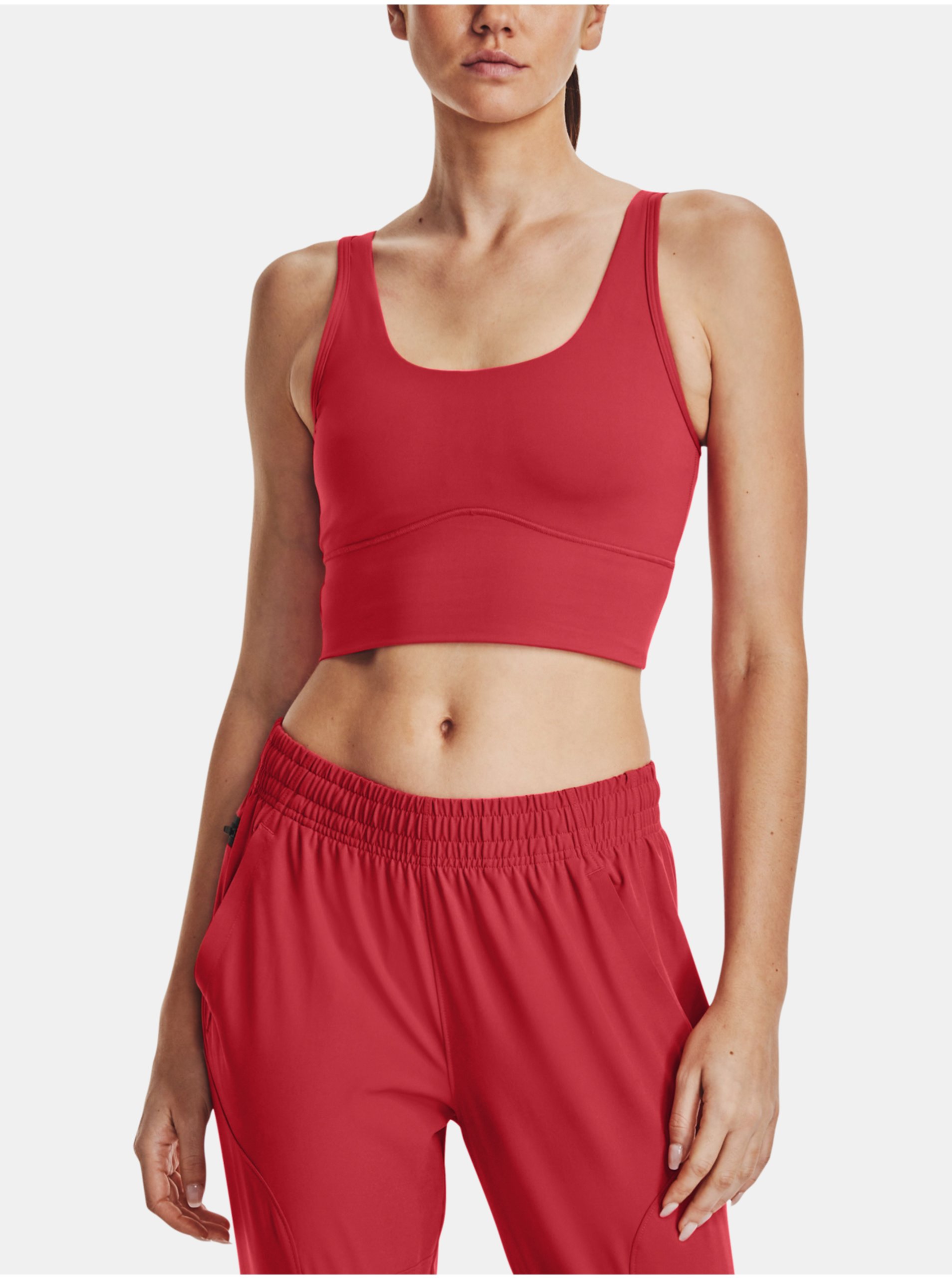 Levně Červený dámský sportovní crop top Under Armour Meridian Fitted