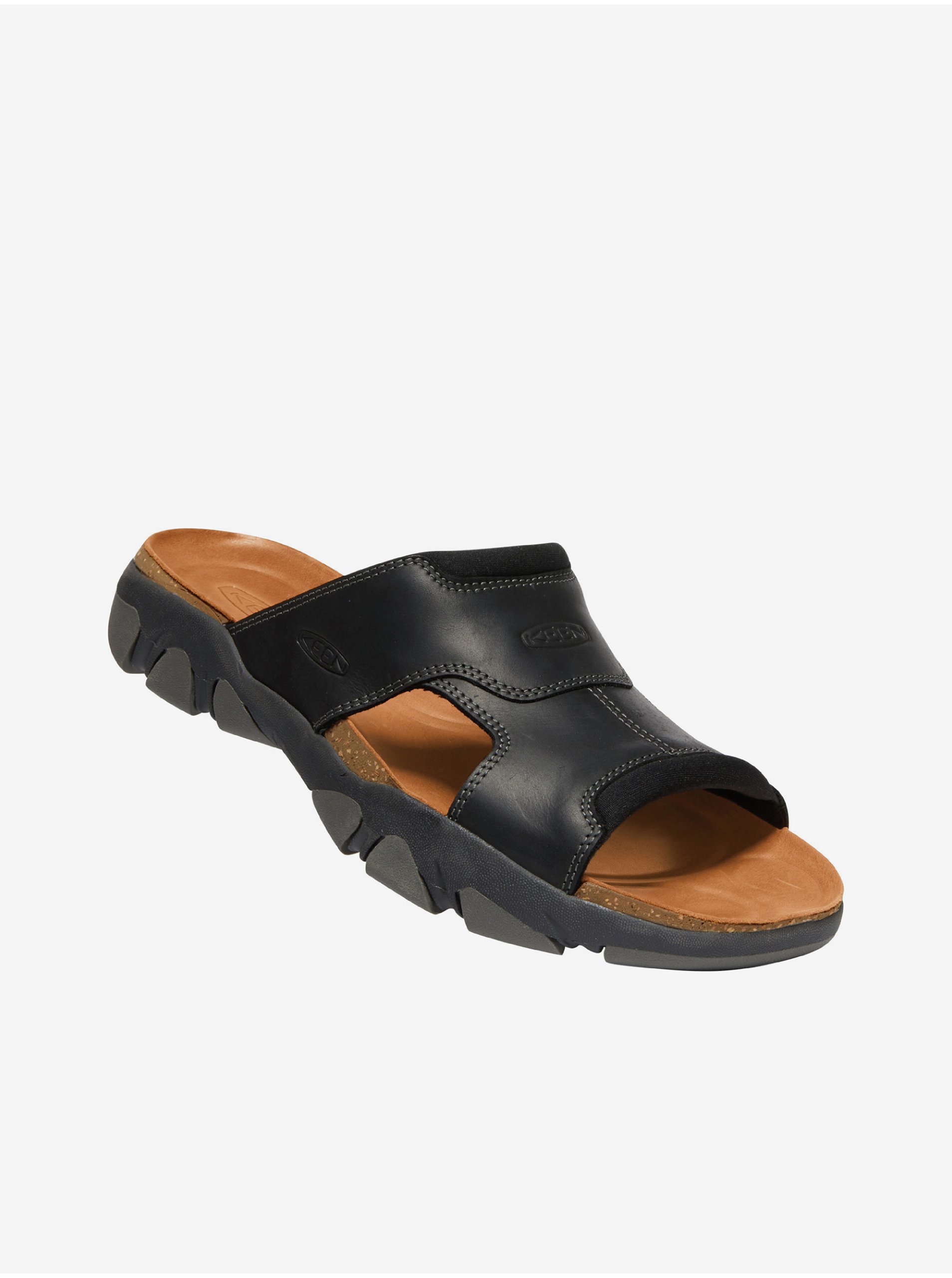 E-shop Černé pánské kožené pantofle Keen