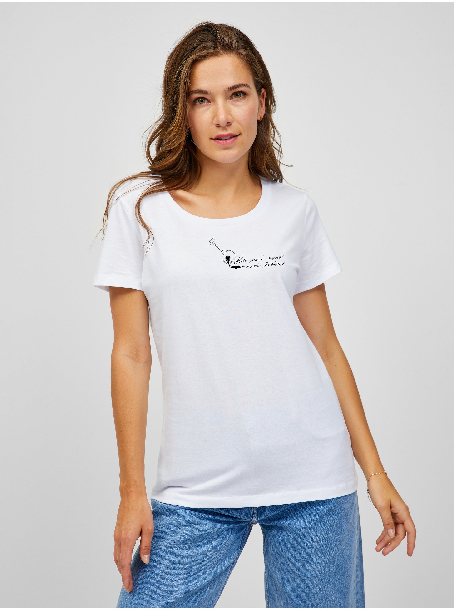 Levně Bílé dámské tričko Zoot Original Kde není víno