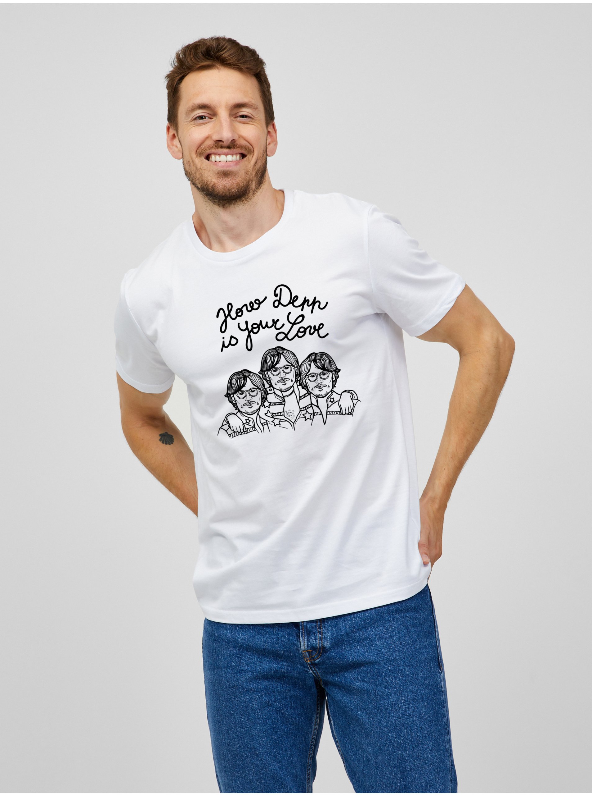 E-shop Bílé pánské tričko Zoot Original Depp love