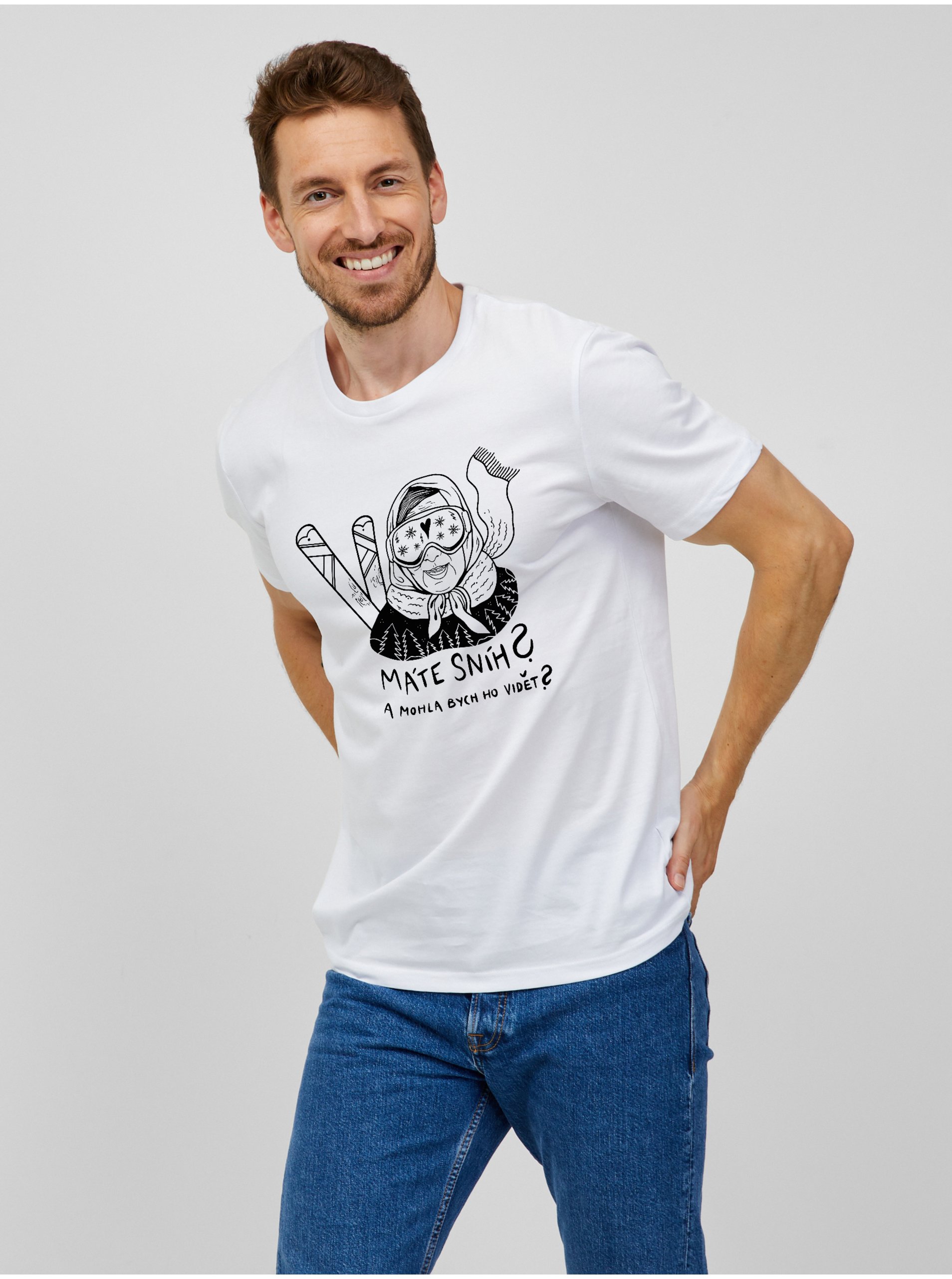 E-shop Bílé pánské tričko Zoot Original Máte sníh