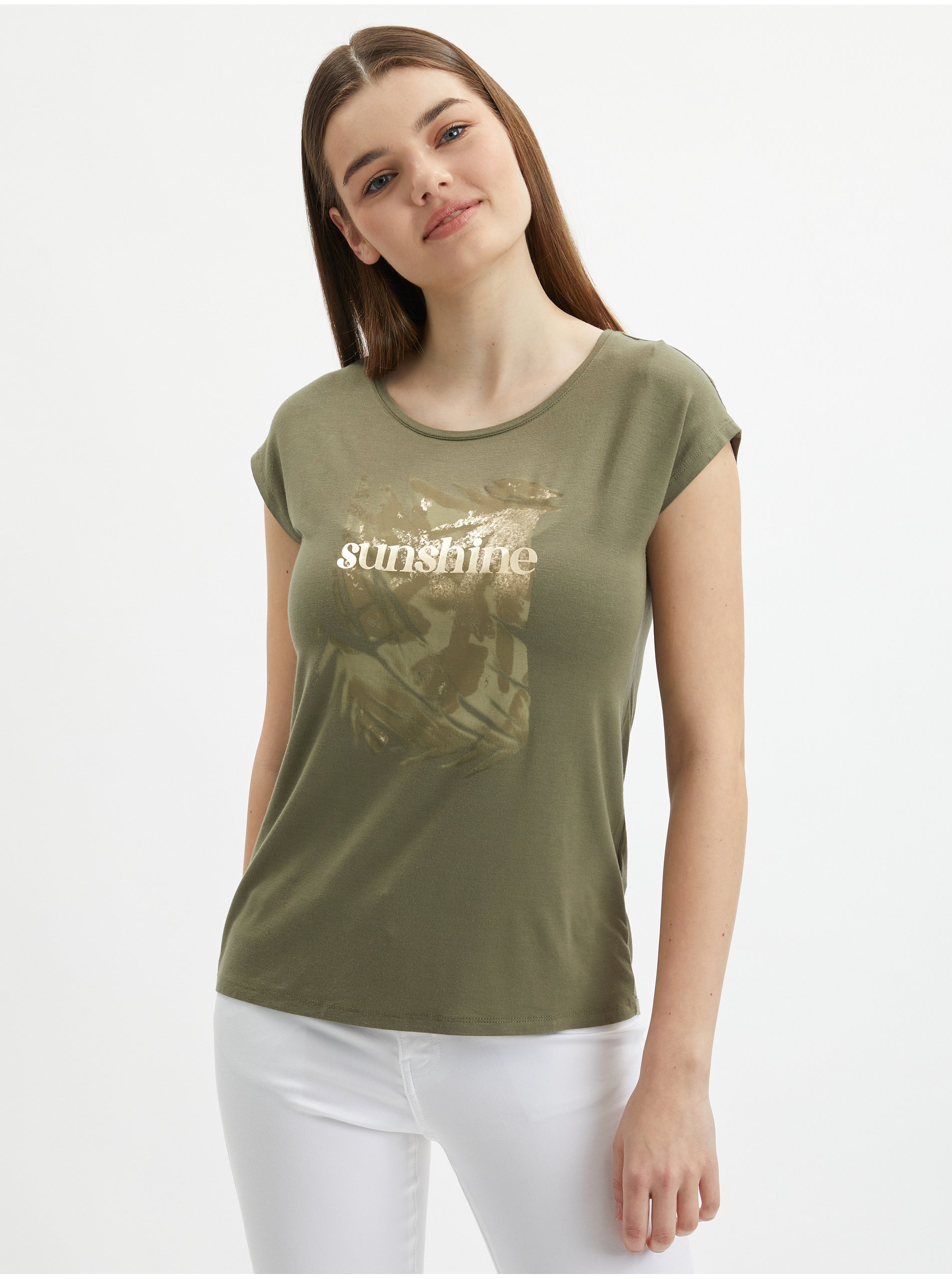 Levně Khaki dámské tričko ORSAY