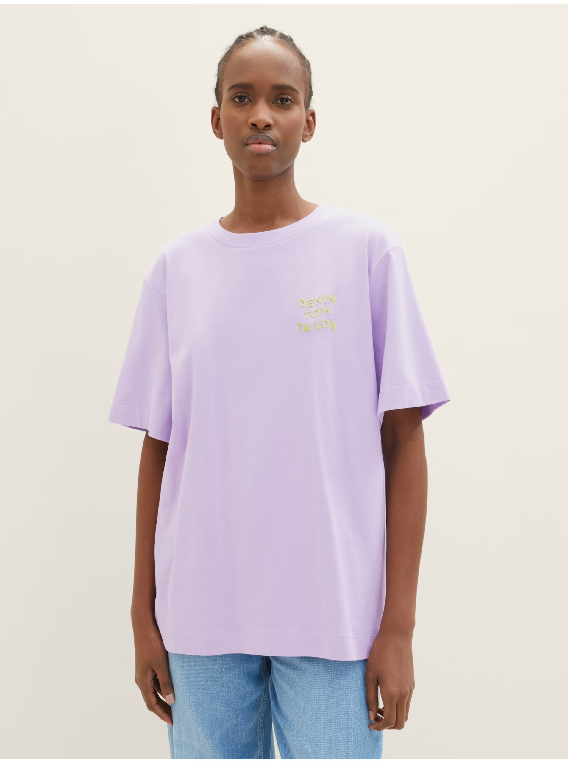 Levně Světle fialové dámské oversize tričko Tom Tailor Denim