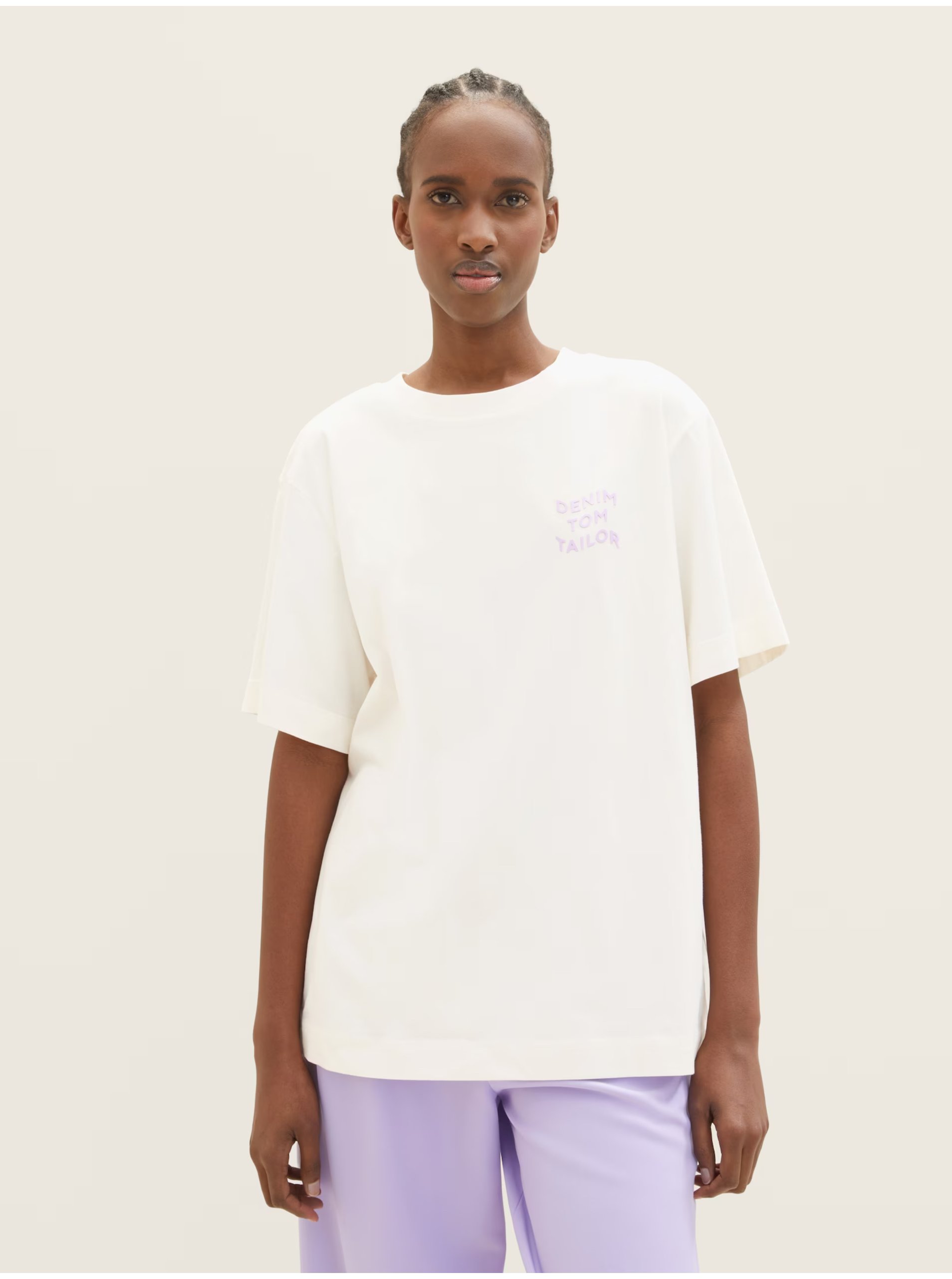 E-shop Krémové dámske oversize tričko Tom Tailor Denim