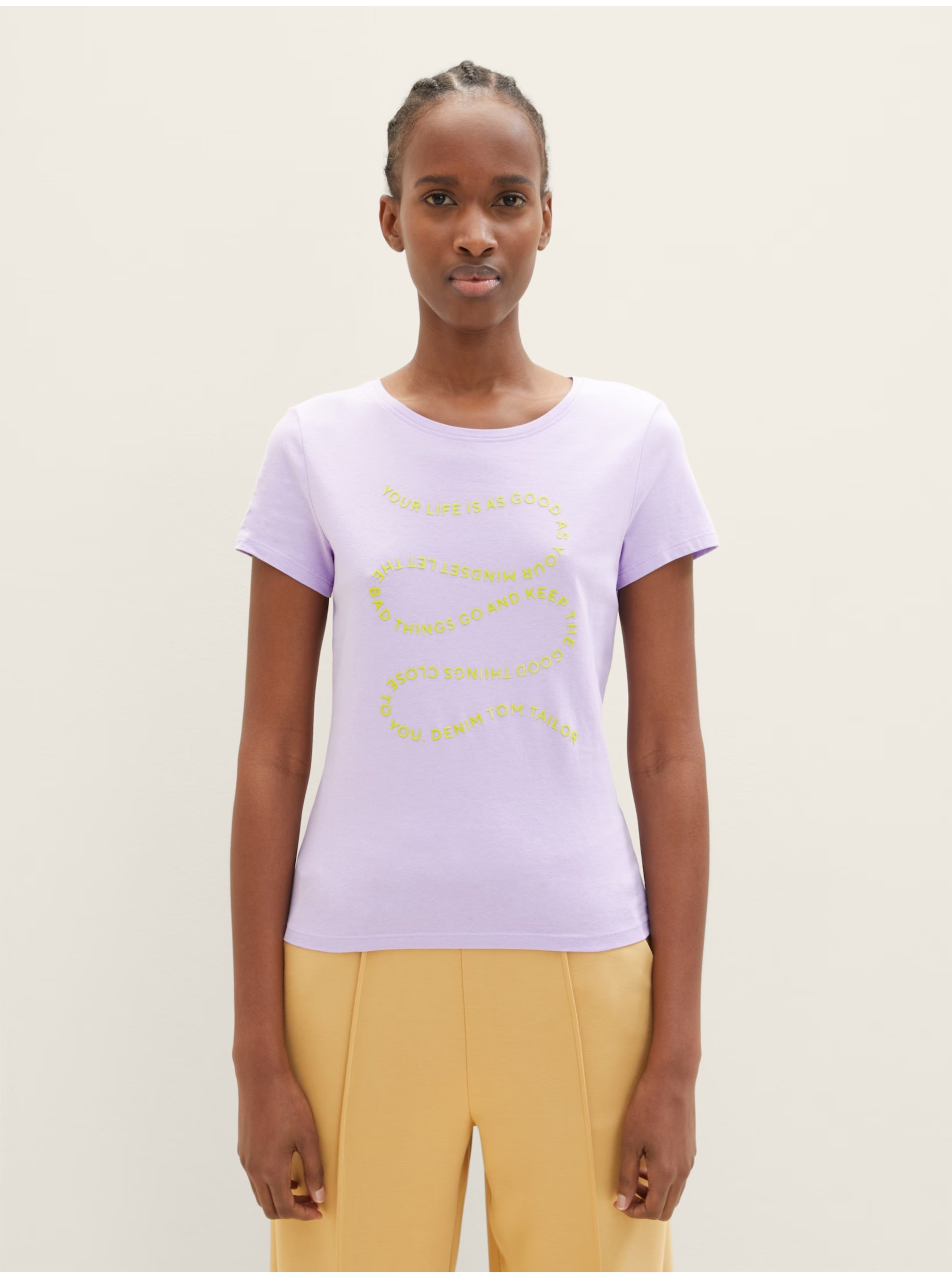 Lacno Svetlo fialové dámske tričko Tom Tailor Denim