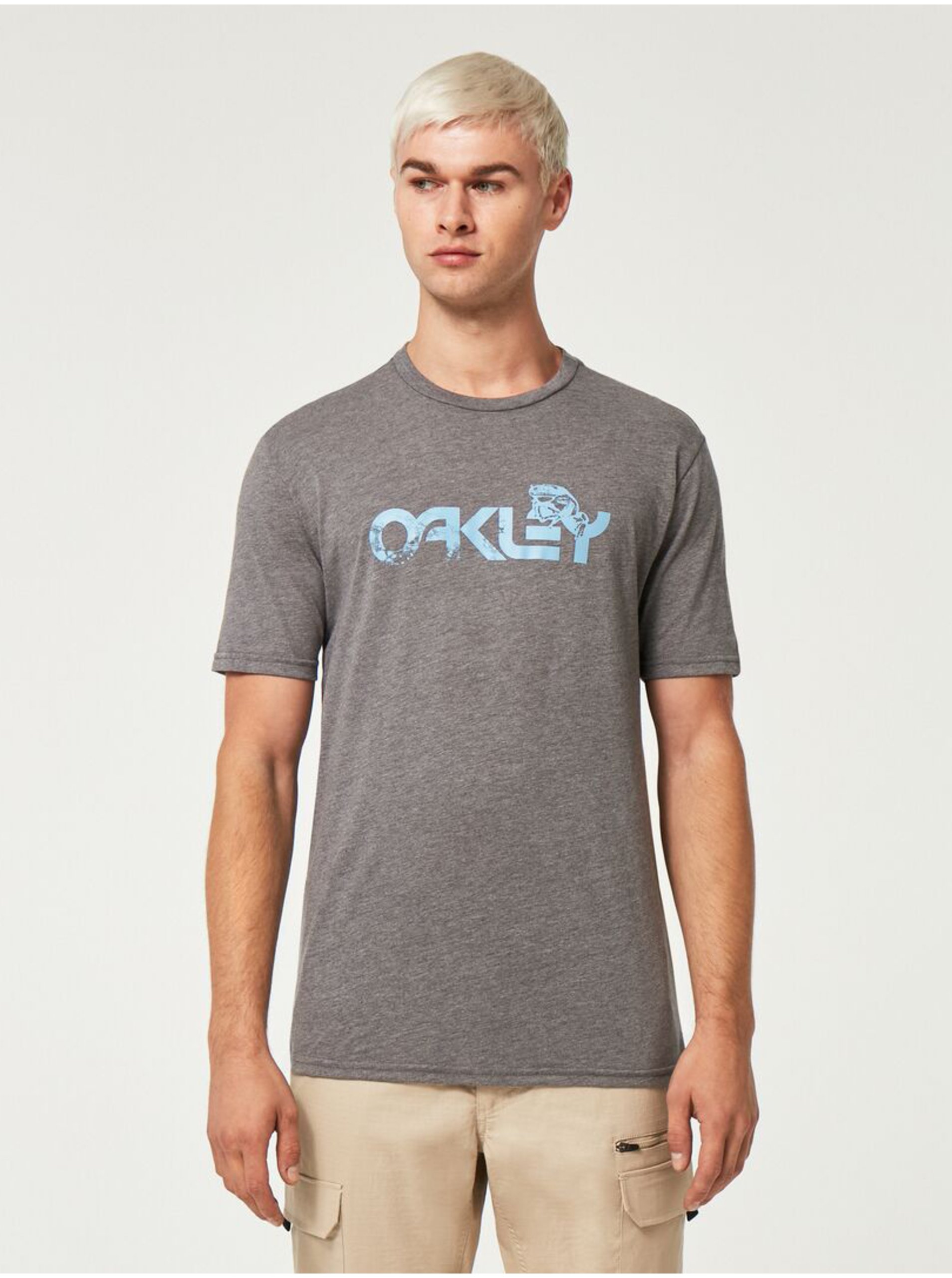 Levně Šedé pánské žíhané tričko Oakley