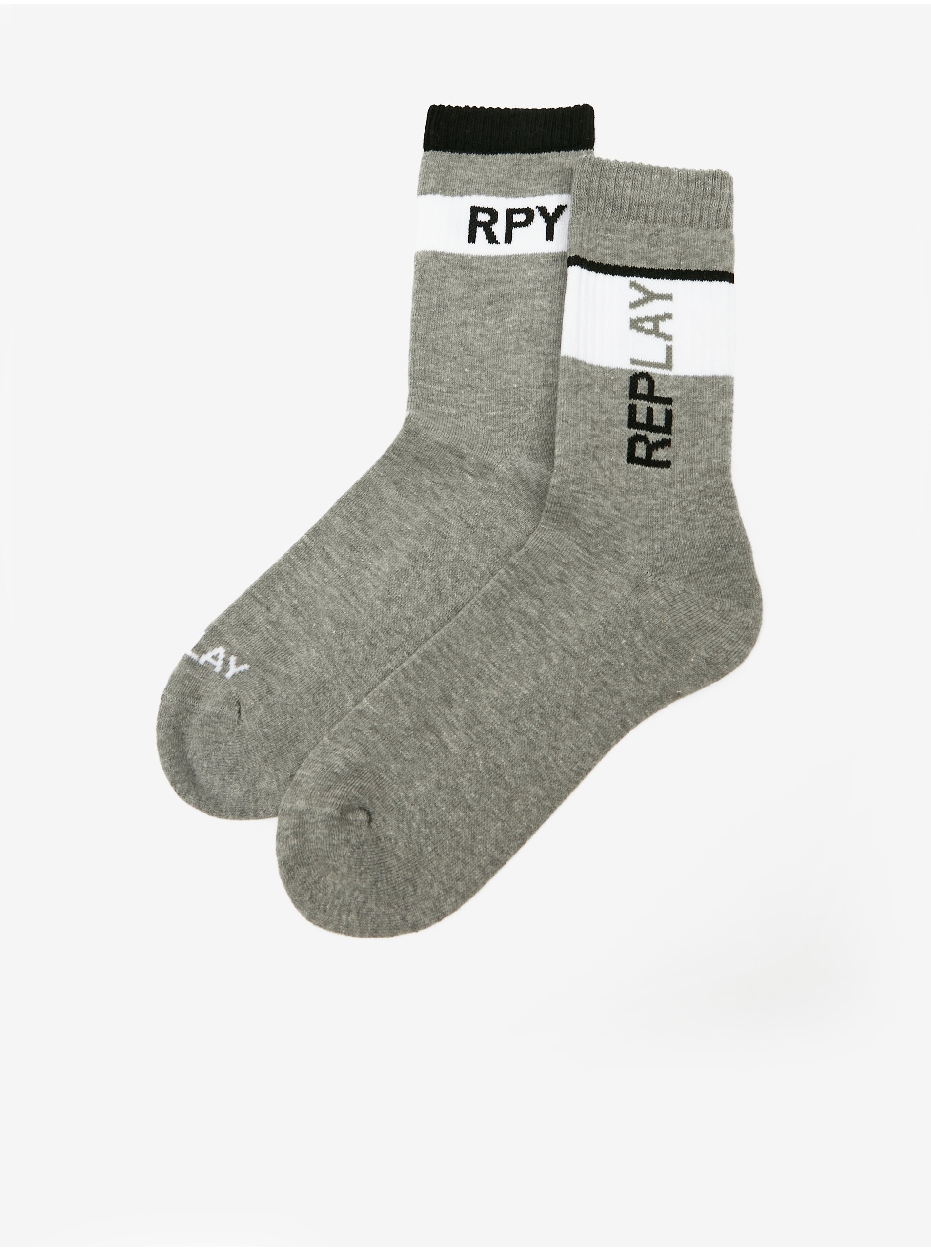 Lacno Súprava dvoch šedých pánskych ponožiek Replay