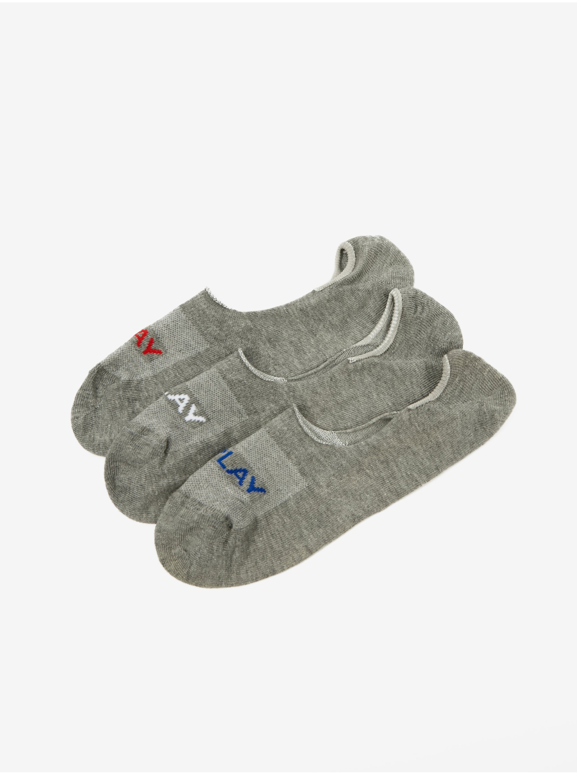 Levně Sada tří párů pánských ponožek v šedé barvě Replay
