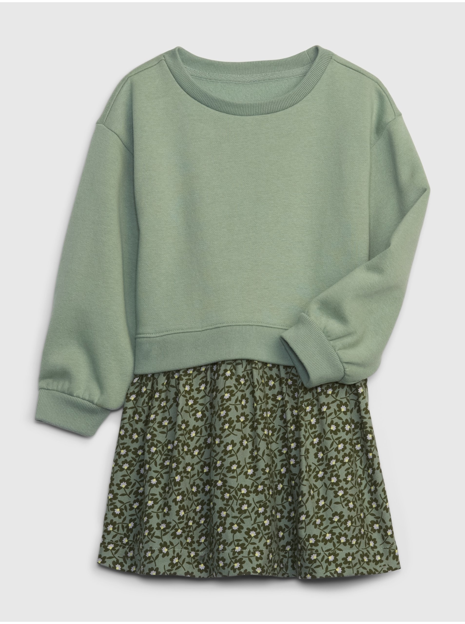 E-shop Zelené holčičí mikinové šaty GAP
