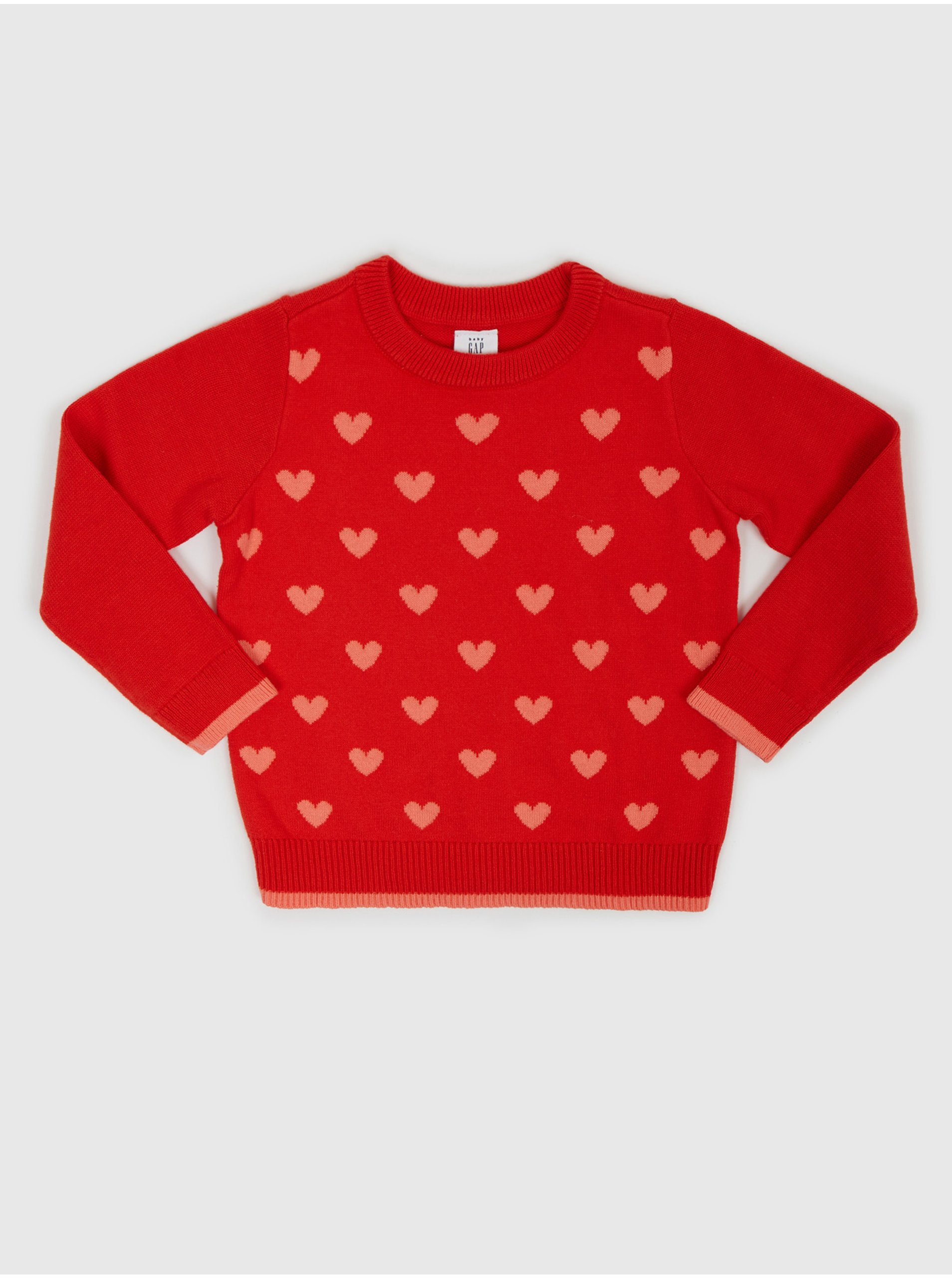 E-shop Červený dievčenský vzorovaný sveter GAP