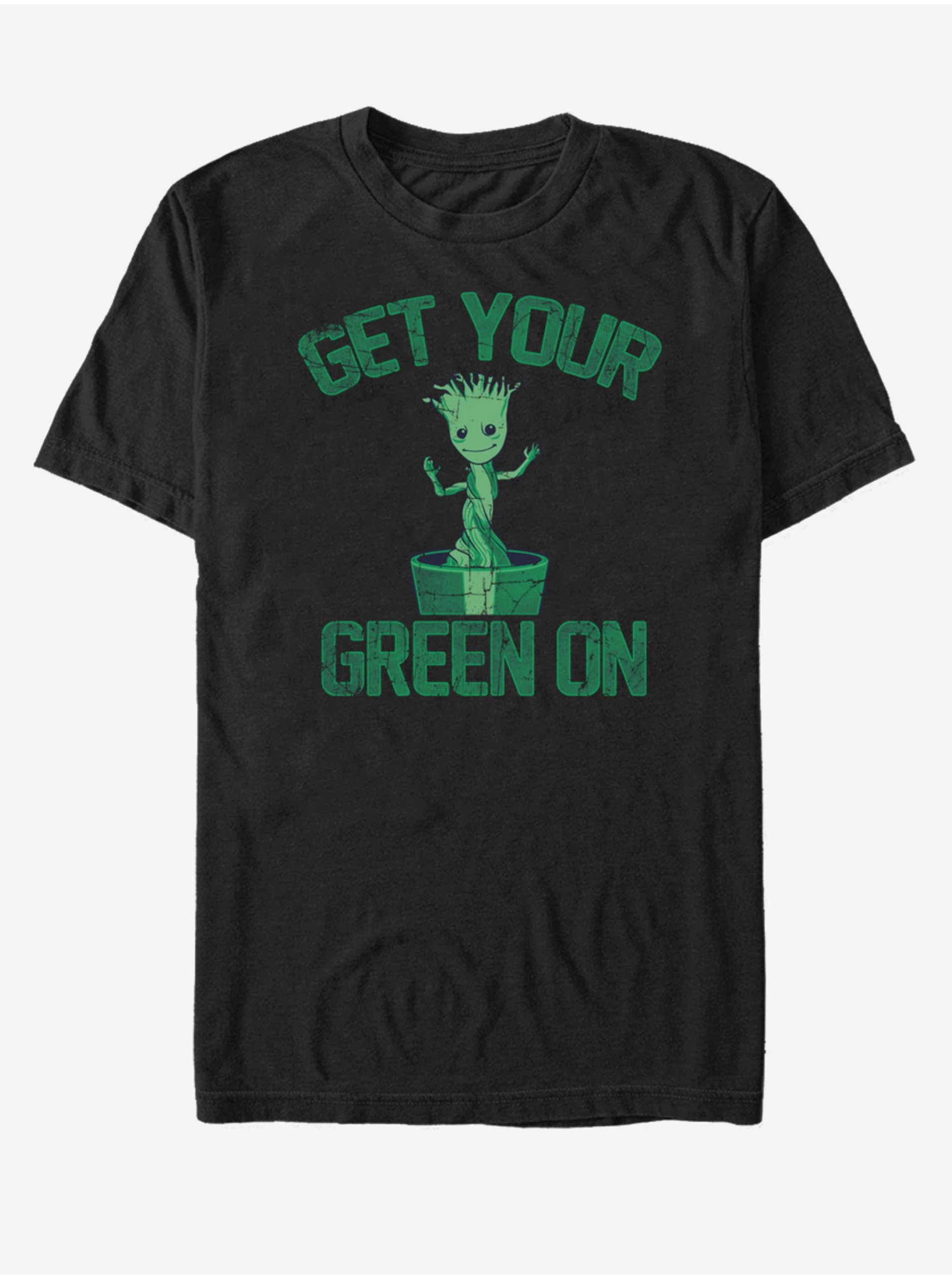 Levně Černé unisex tričko Get Your Green On Groot Strážci Galaxie ZOOT.FAN Marvel