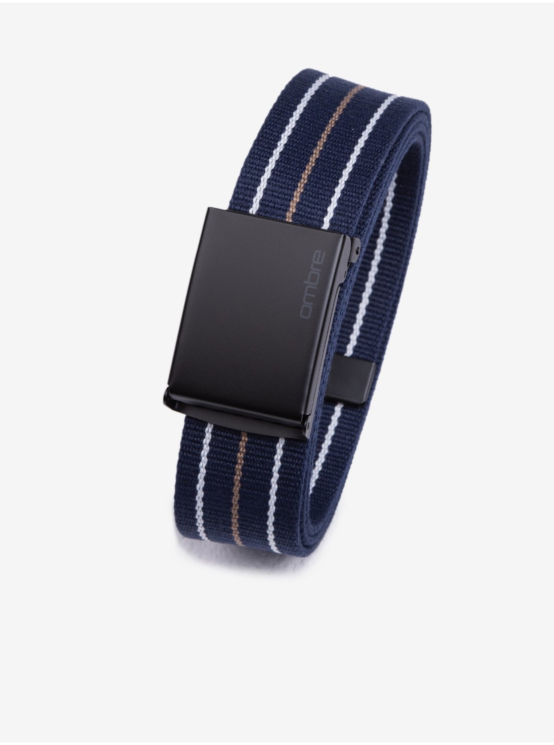 E-shop Tmavě modrý pánský pruhovaný pásek Ombre Clothing