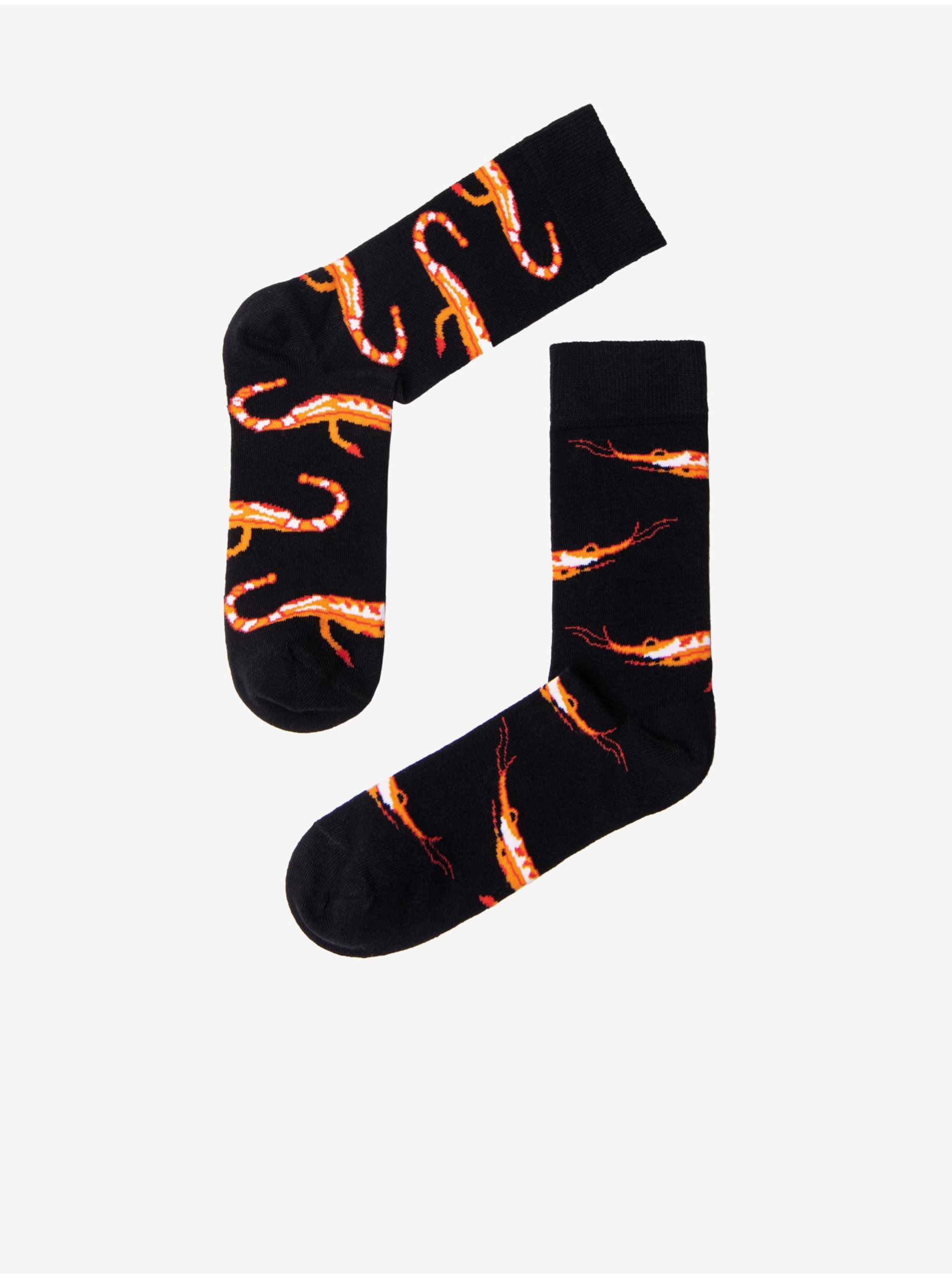 E-shop Oranžovo-černé pánské vzorované ponožky Ombre Clothing