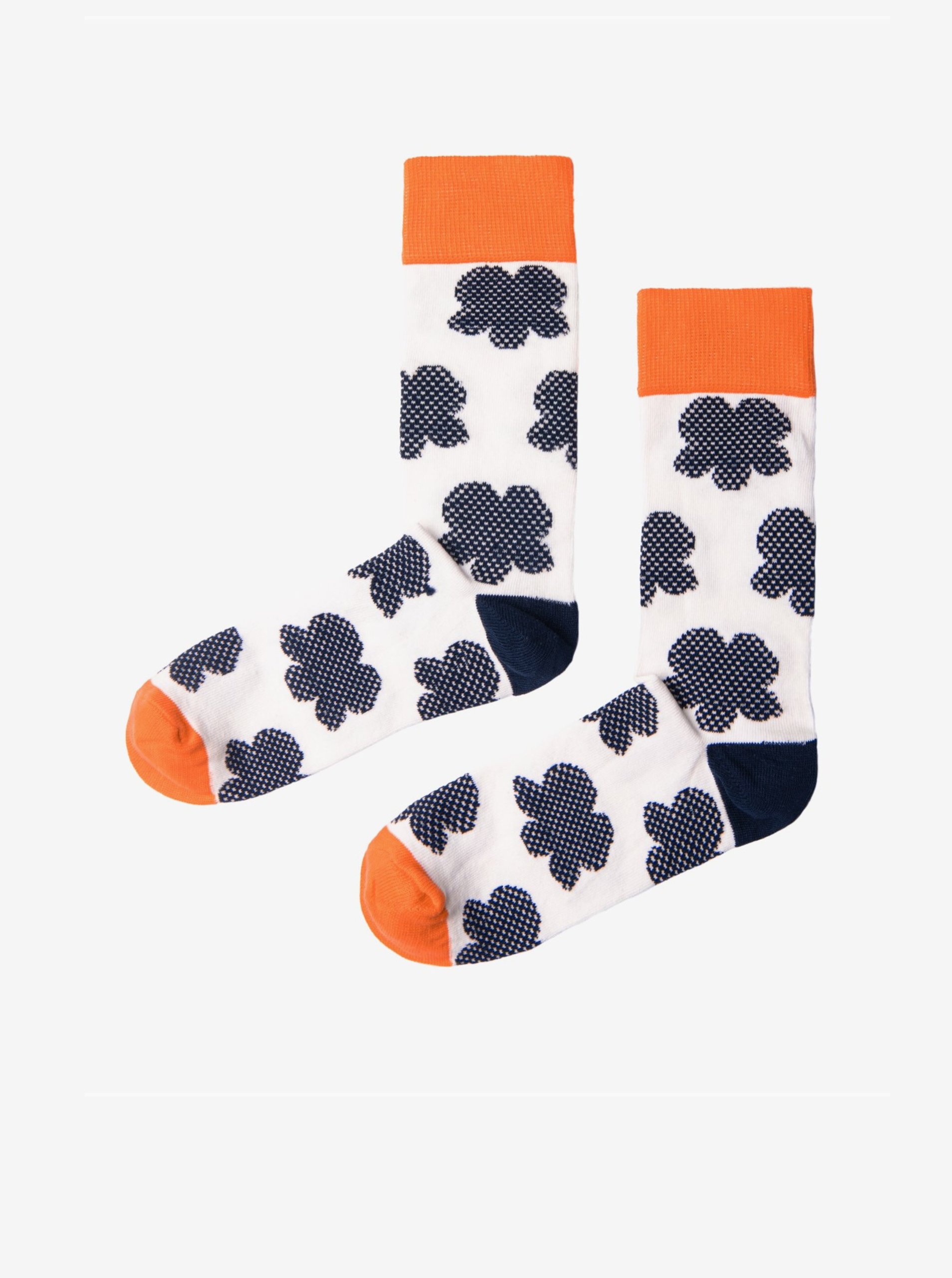Levně Oranžovo-bílé pánské vzorované ponožky Ombre Clothing